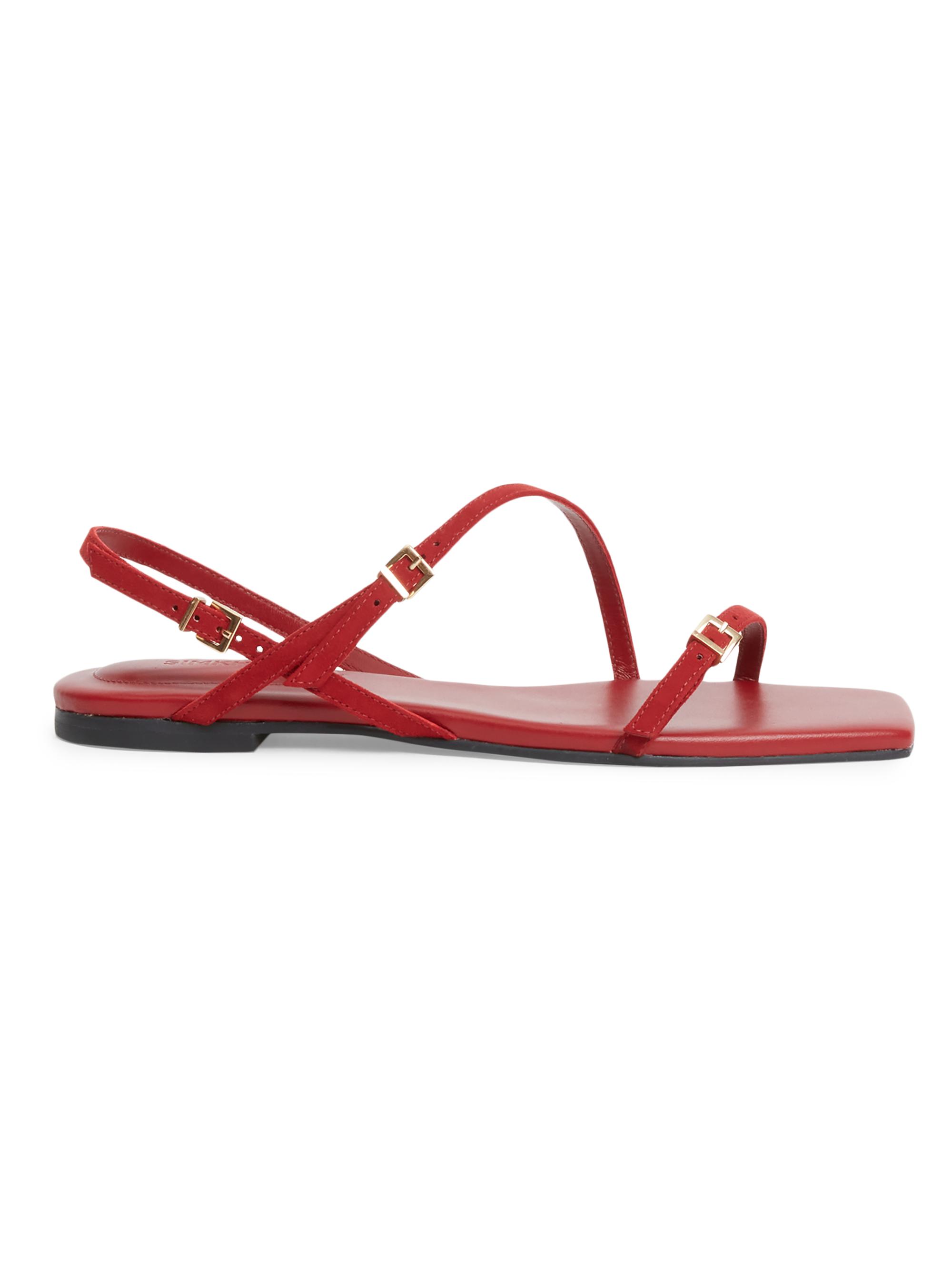SIMKHAI Women's Carey Strappy Suede Flat Sandals - Crimson