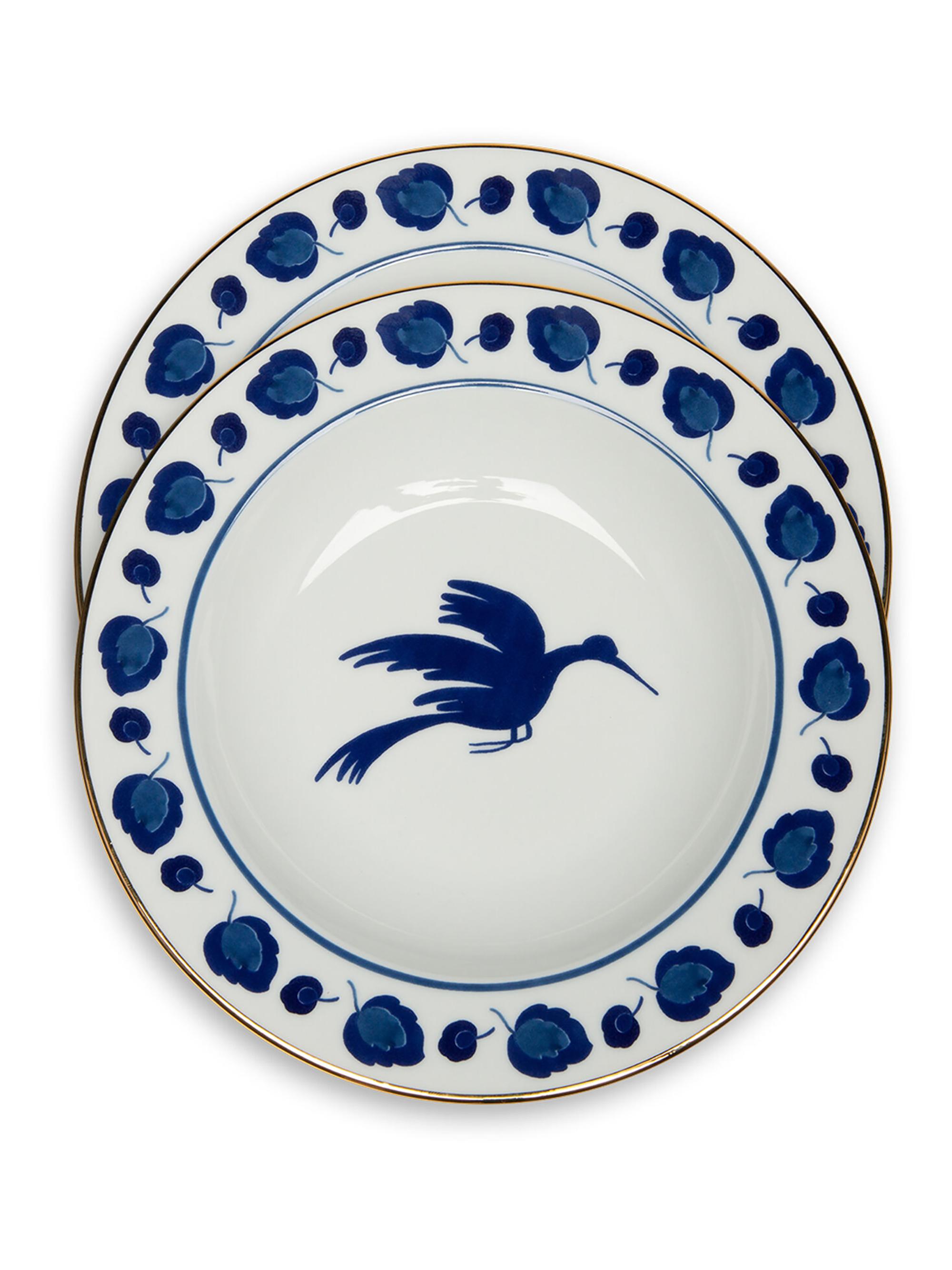 La DoubleJ Soup Plates Set of 2 - Wildbird Blue