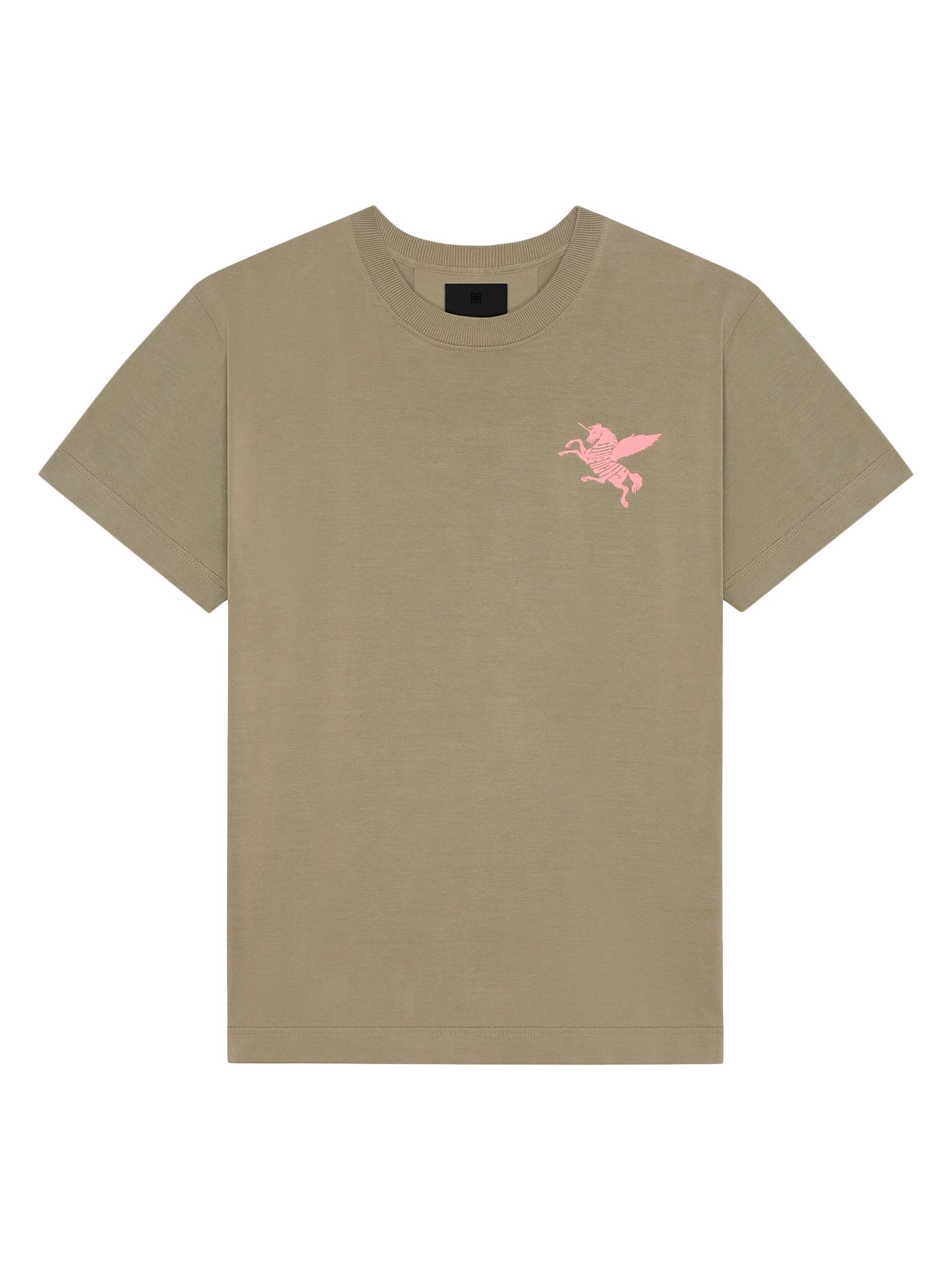 Givenchy Men's T-Shirt in Knit with Unicorn Embroidery - Almond Green