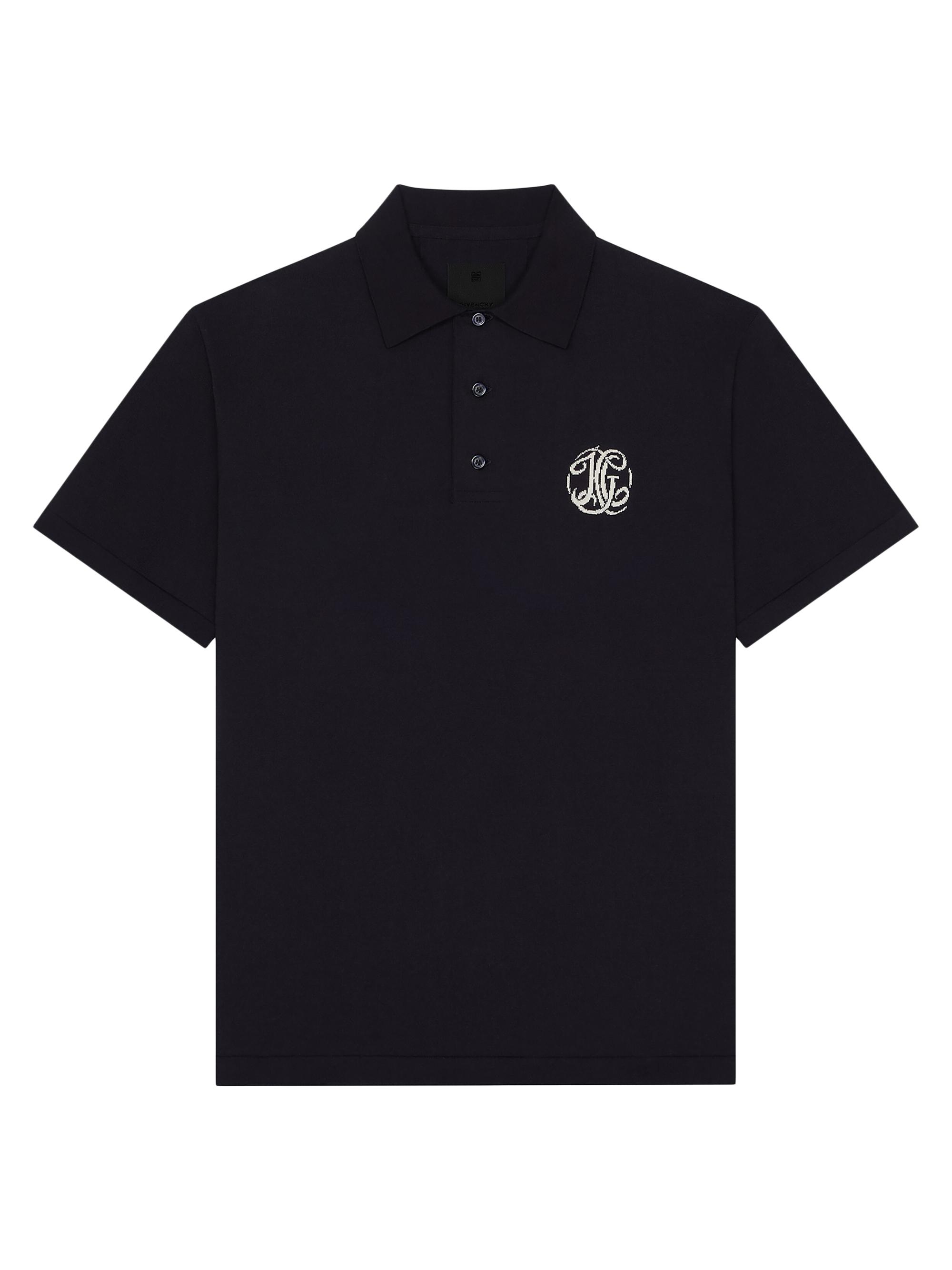Givenchy Men's Polo Shirt in Knit with HG Jacquard - Dark Blue