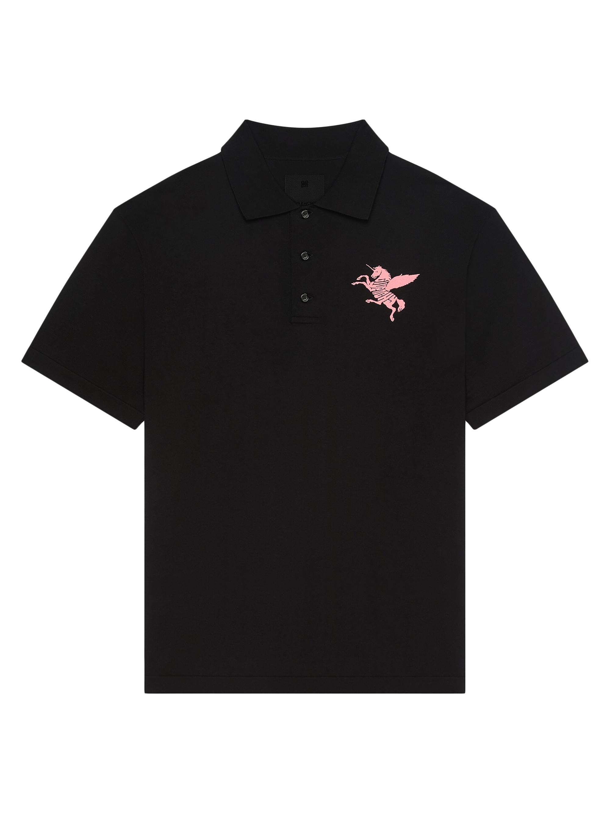 Givenchy Men's Polo Shirt in Knit with Unicorn Embroidery - Black