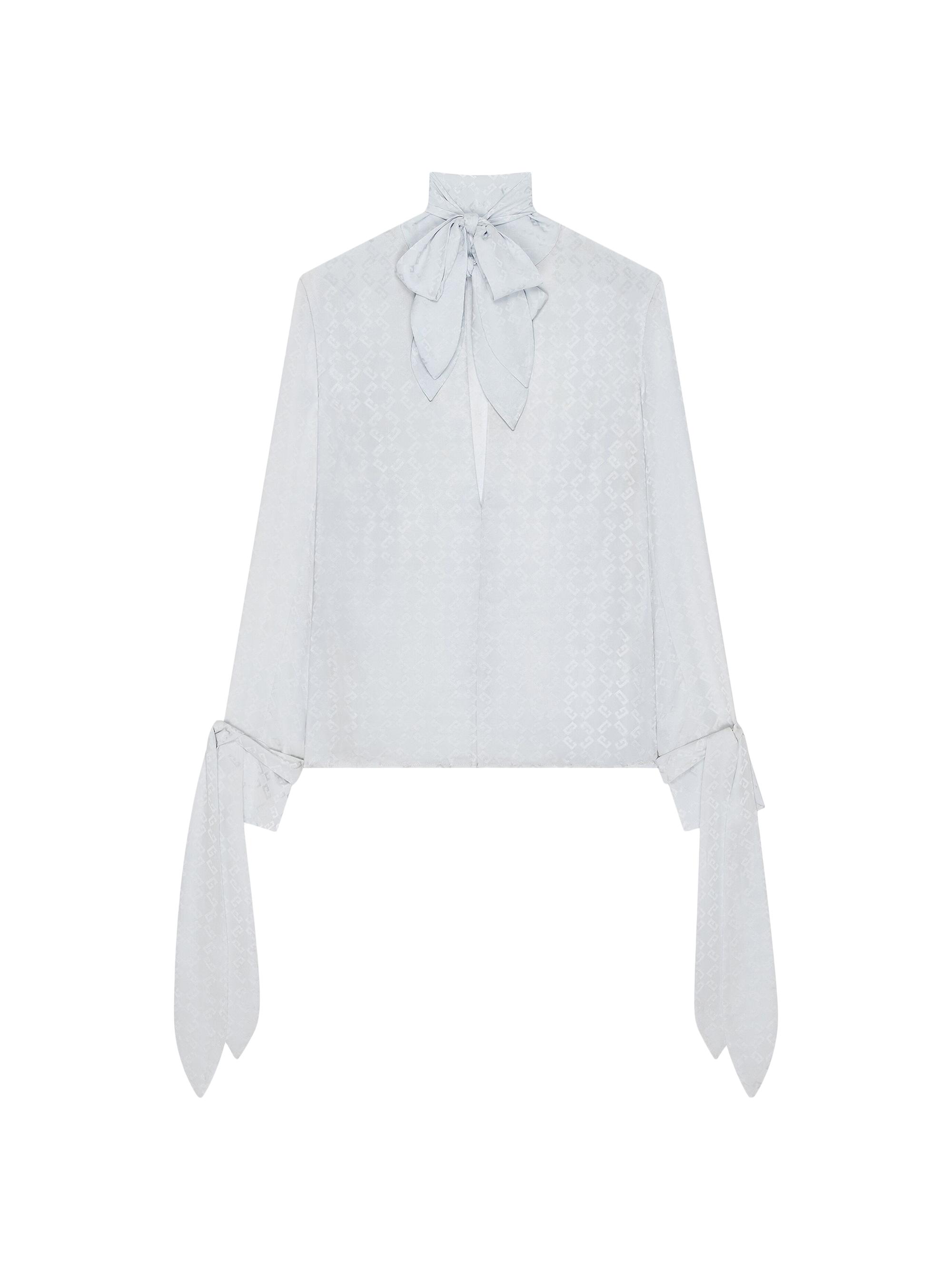 Givenchy Women's Blouse with Bows in Monogram 72 Jacquard - Pale Blue