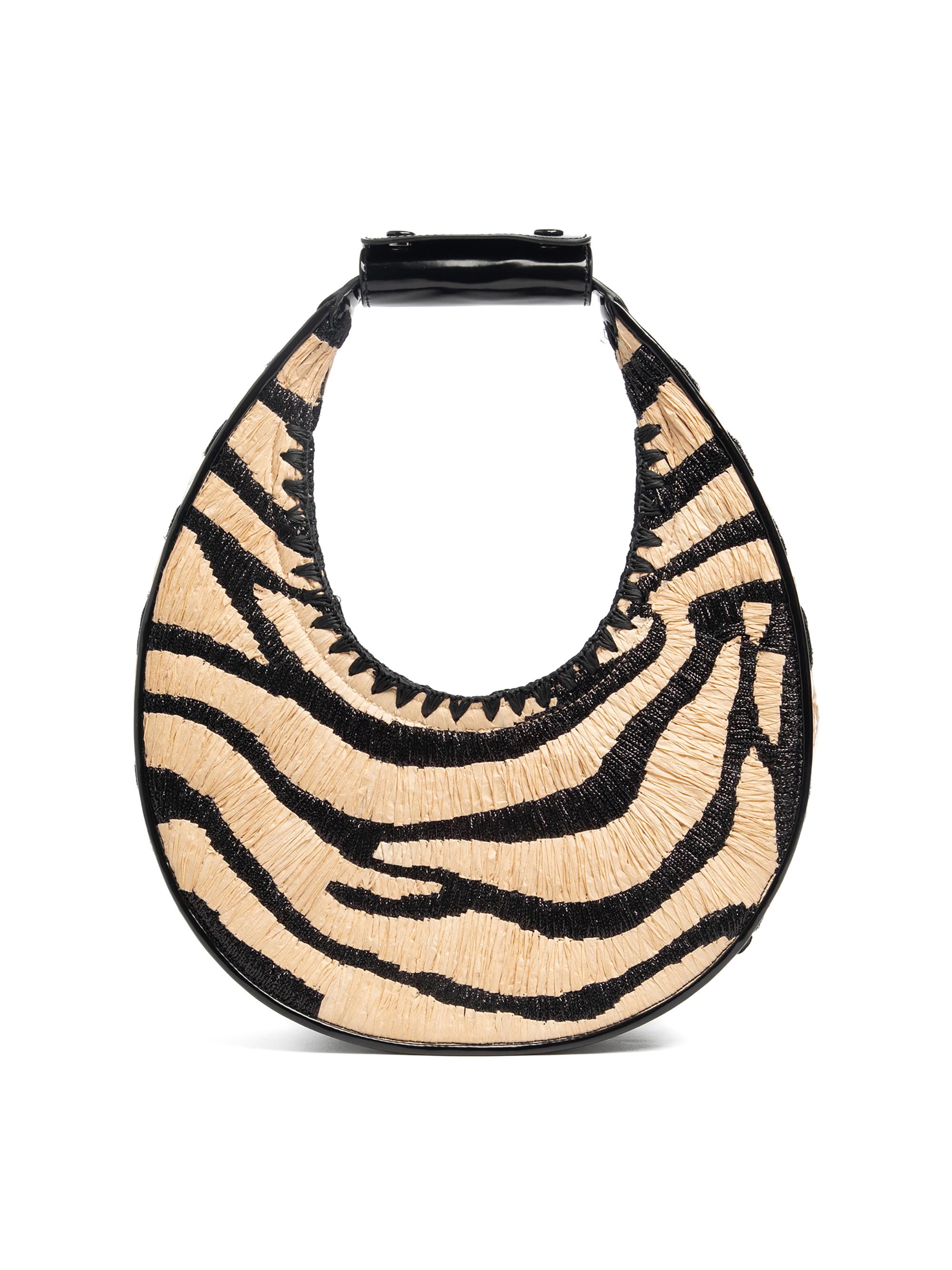 Staud Women's Moon Woven Raffia Shoulder Bag - Zebra Raffia
