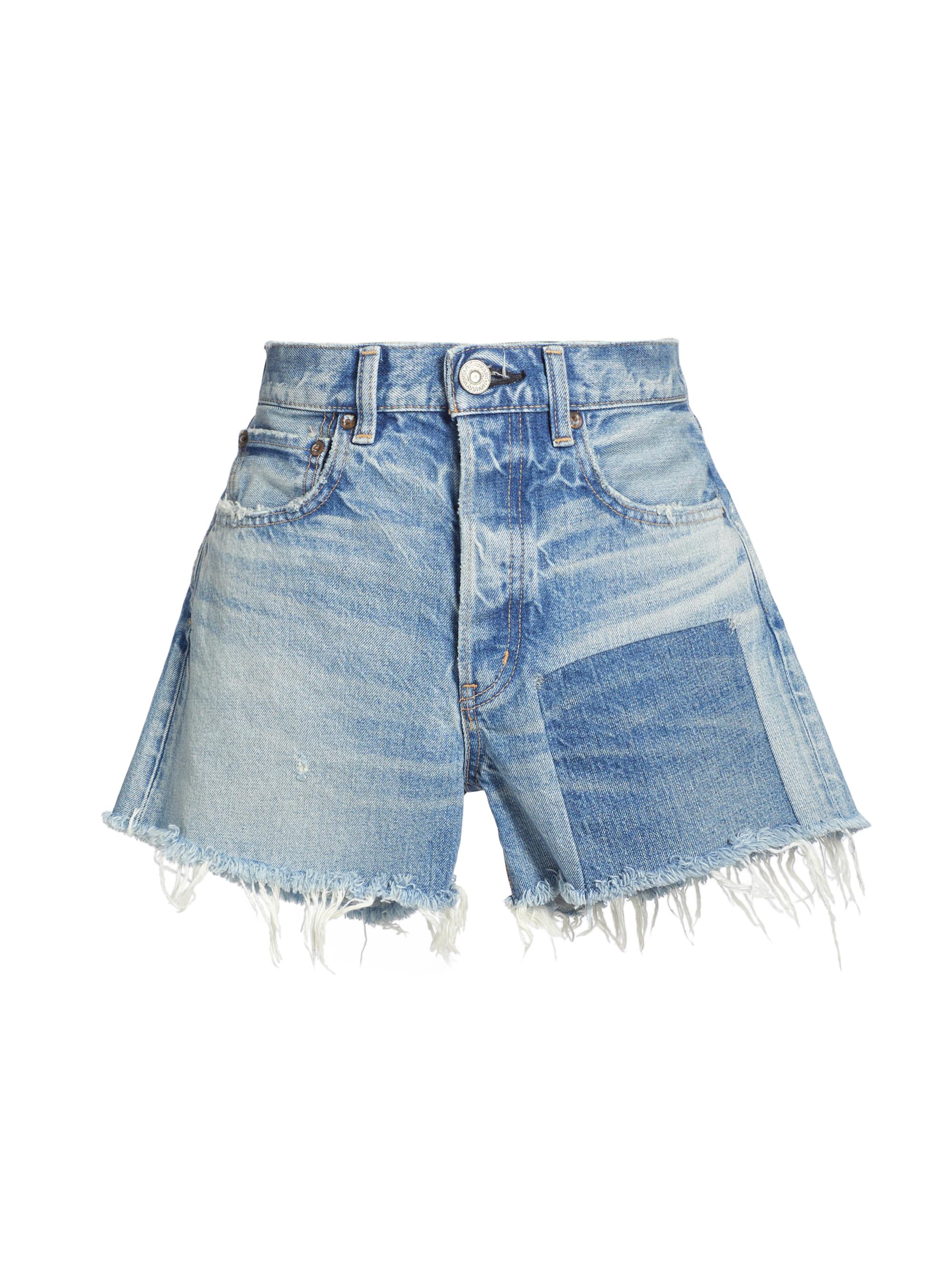 Moussy Vintage Women's Cheswold Frayed-Hem Denim Shorts - Blue