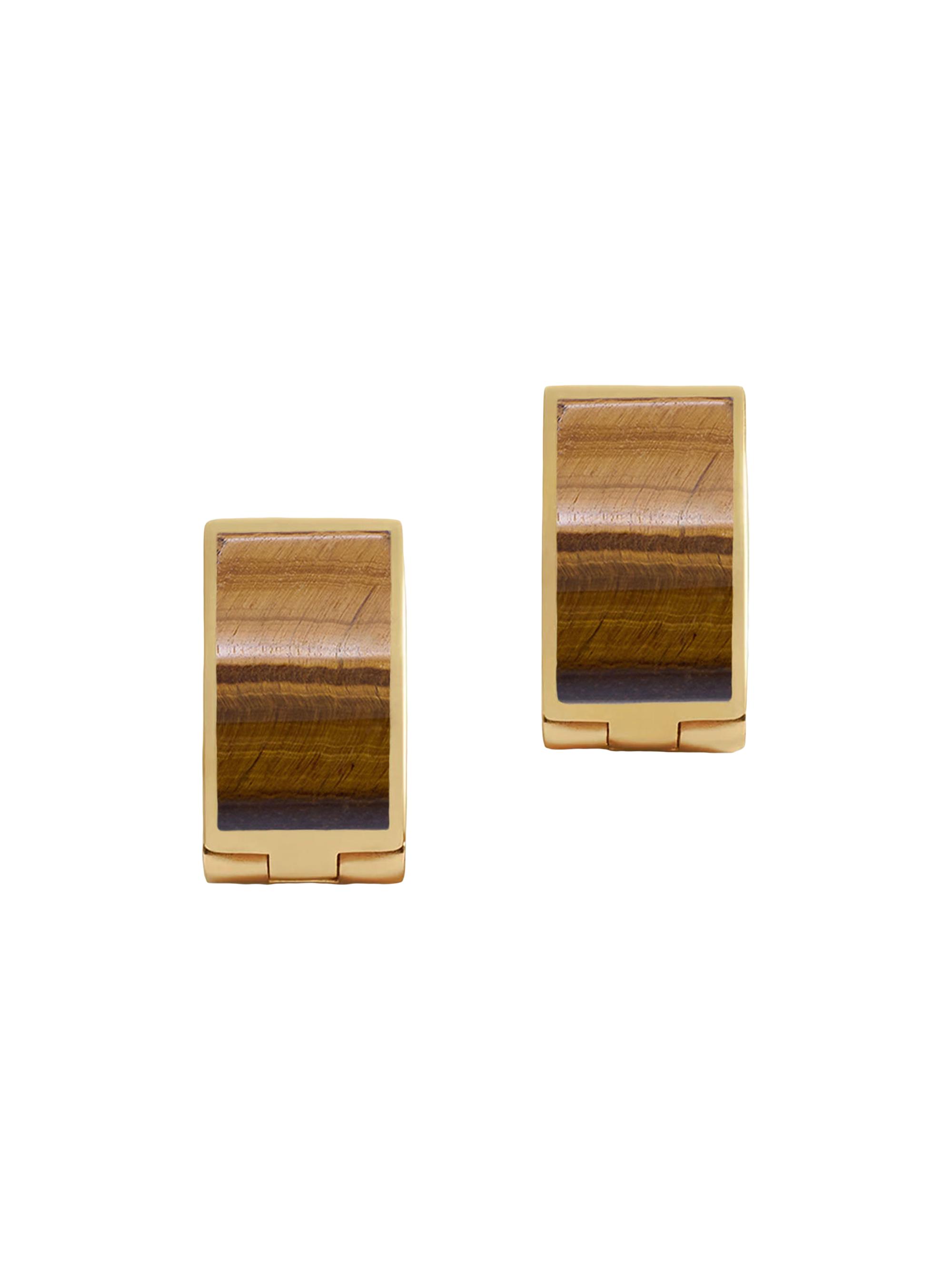 Ronny Kobo Women's Bengali 14K-Gold-Plated & Picture Jasper Hoop Earrings - Tiger Eye