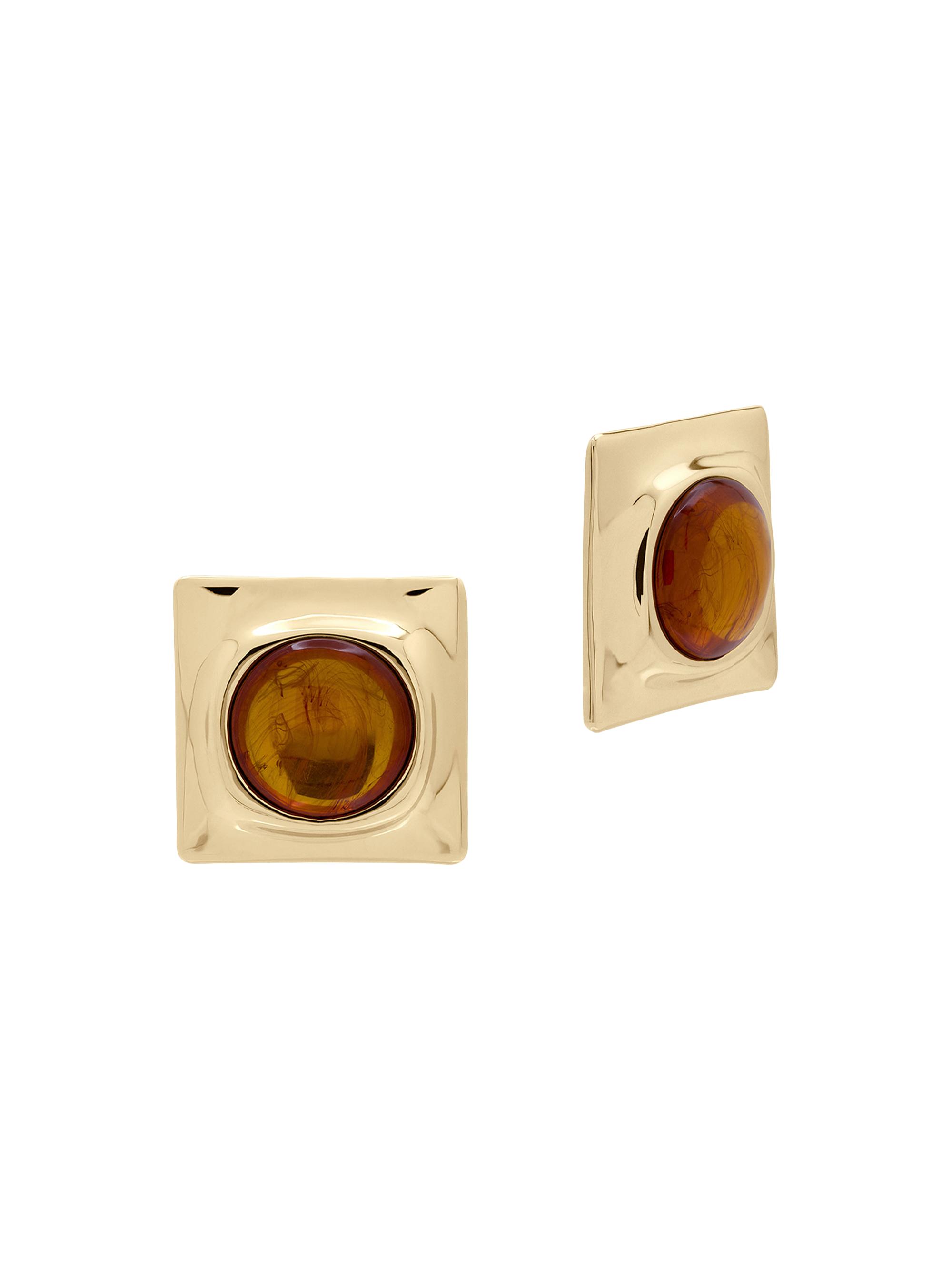 Ronny Kobo Women's Joan 14K-Gold-Plated & Amber Square Stud Earrings - Tiger Eye
