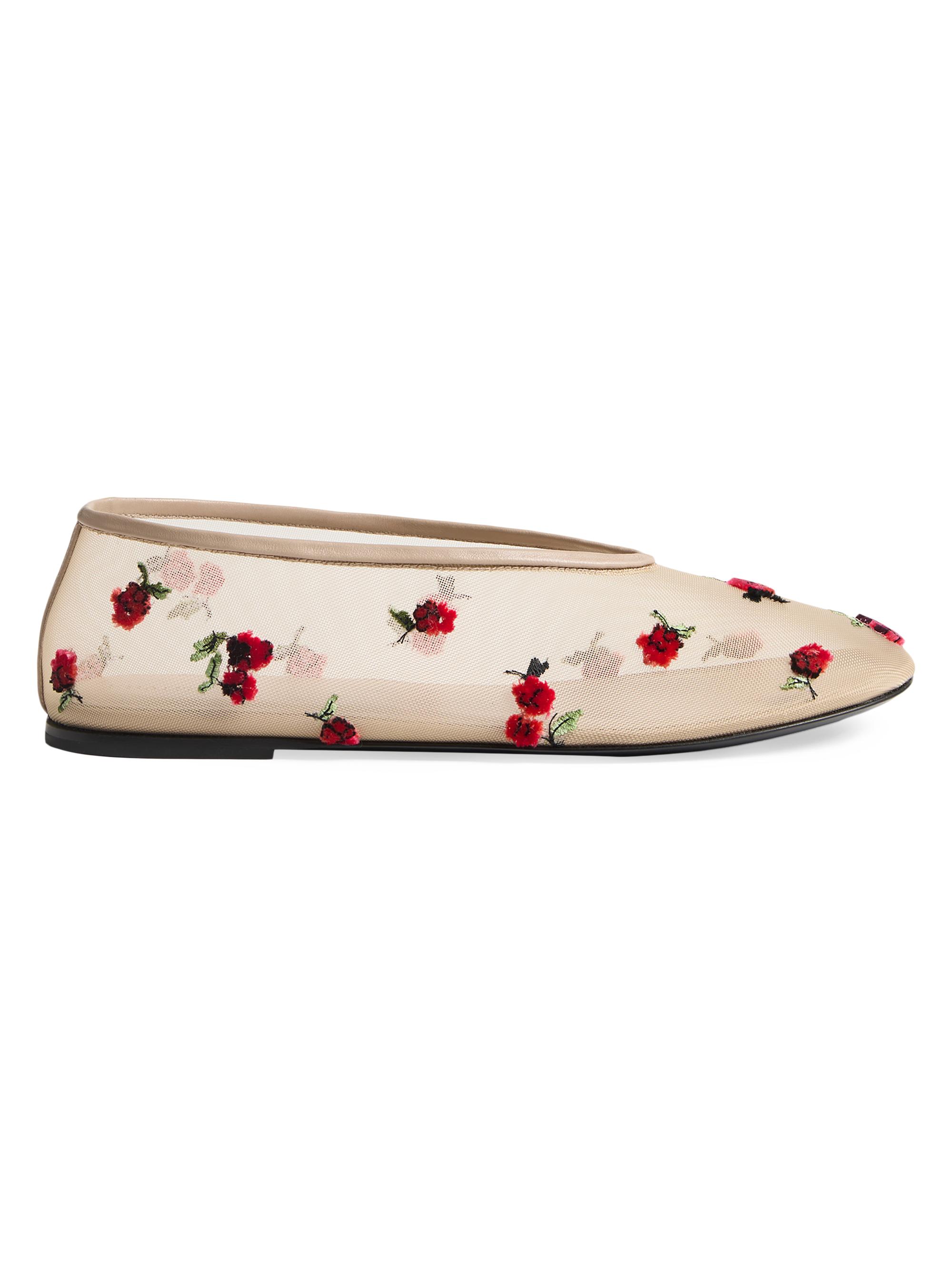 Khaite Women's Marcy Mesh Ballet Flats - Beige Raspberry