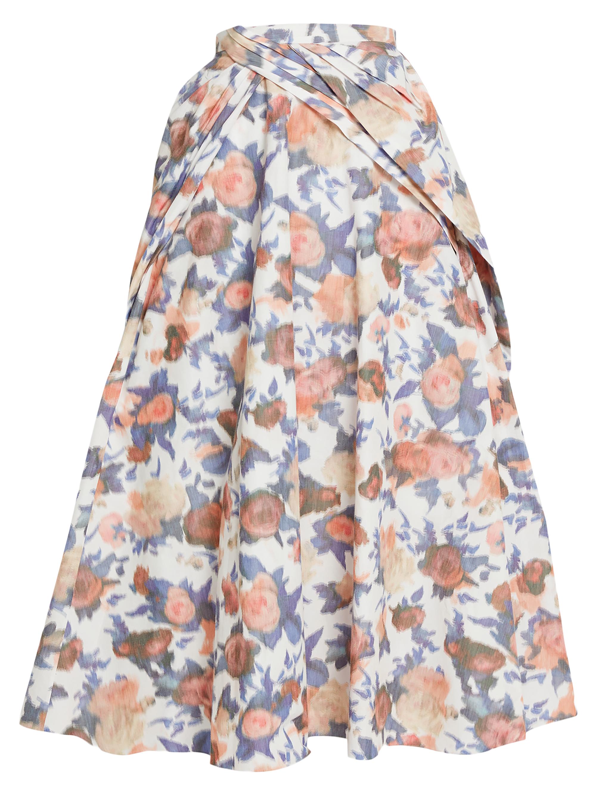 Erdem Women's Painted Roses Cocktail Full Skirt - Painted Rose White