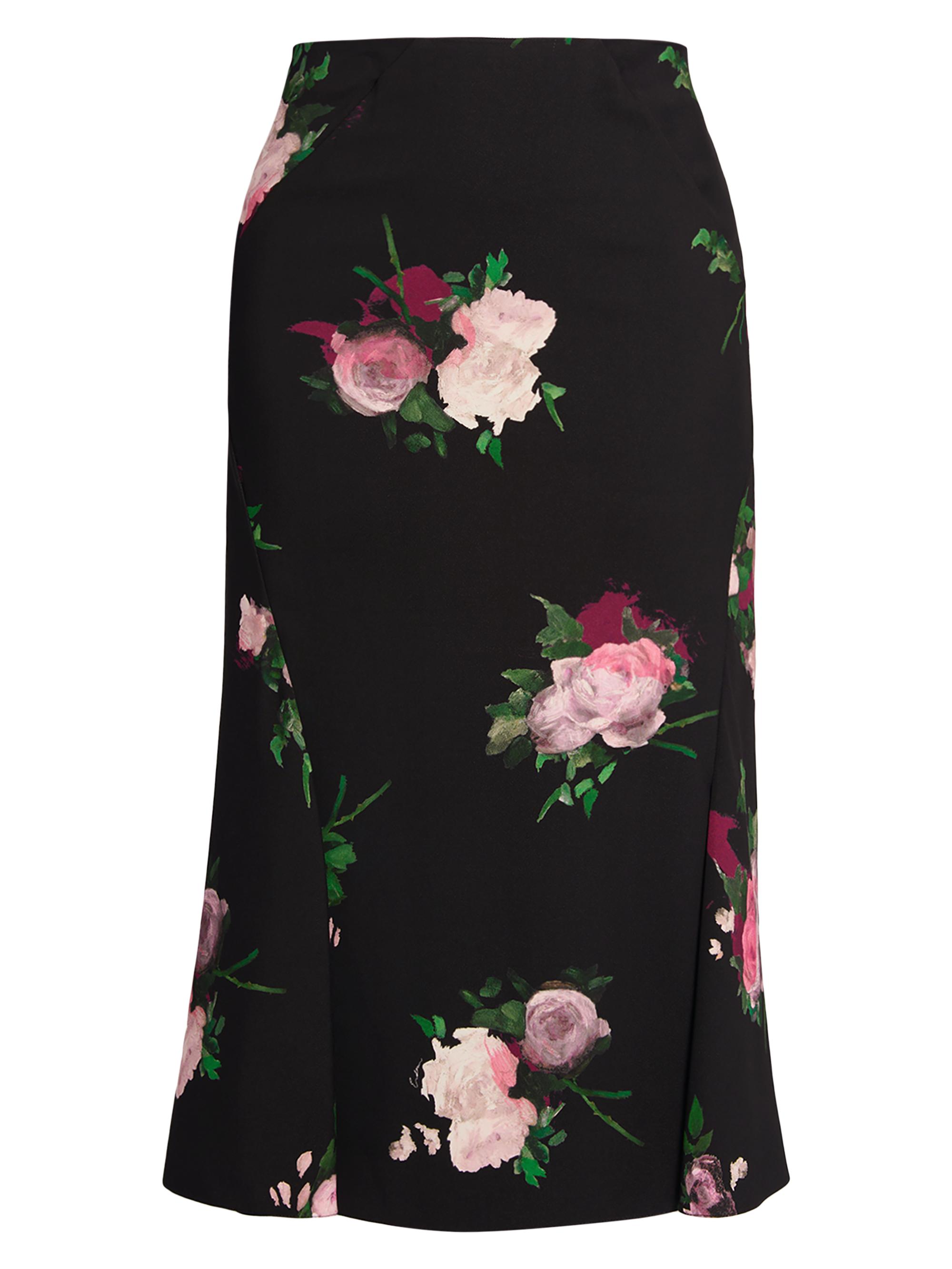 Erdem Women's Painted Roses Midi-Skirt - Painted Rose Bouquet Black