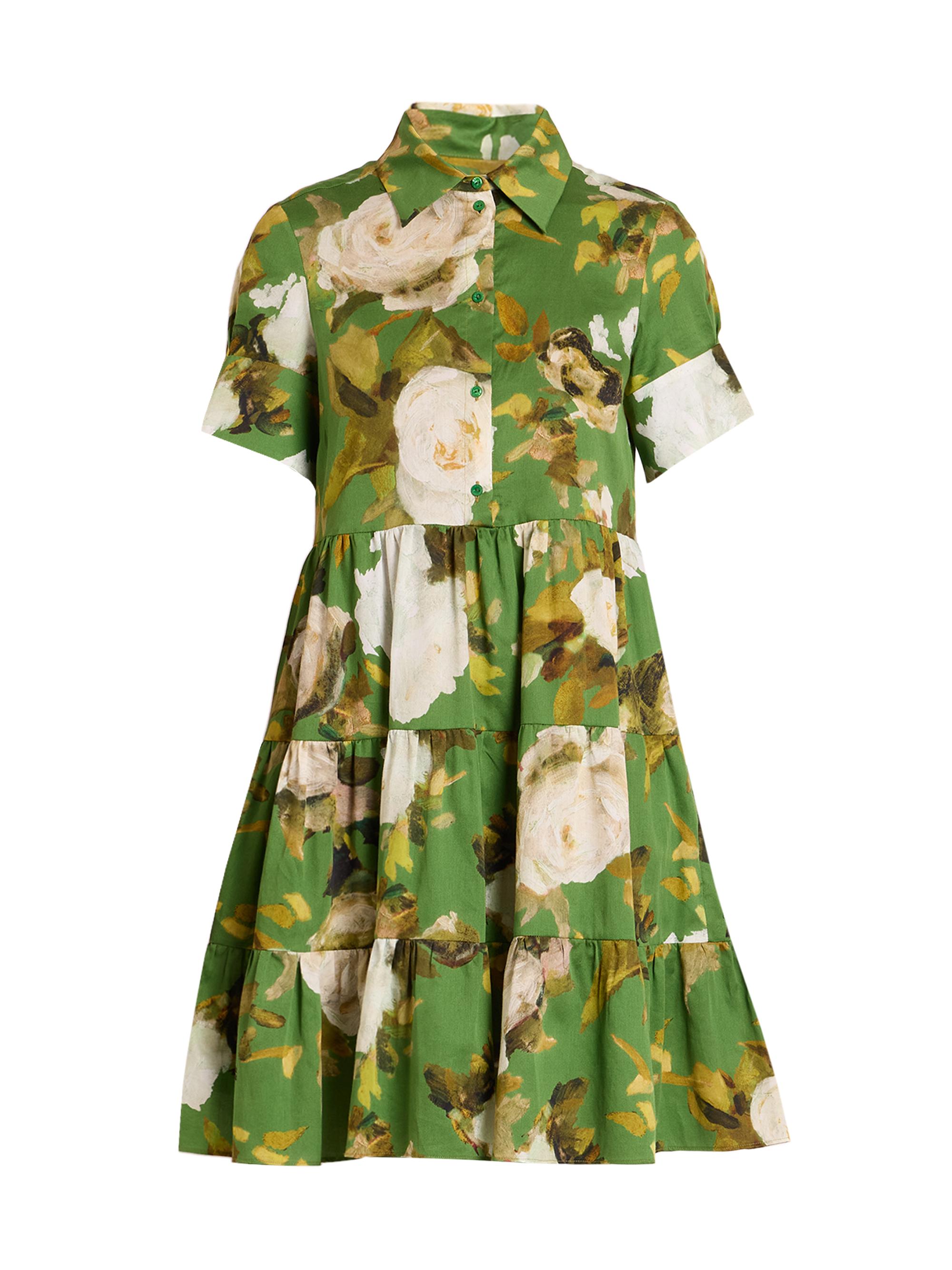 Erdem Women's Floral Button-Front Minidress - Painted Rose Bouquet Olive