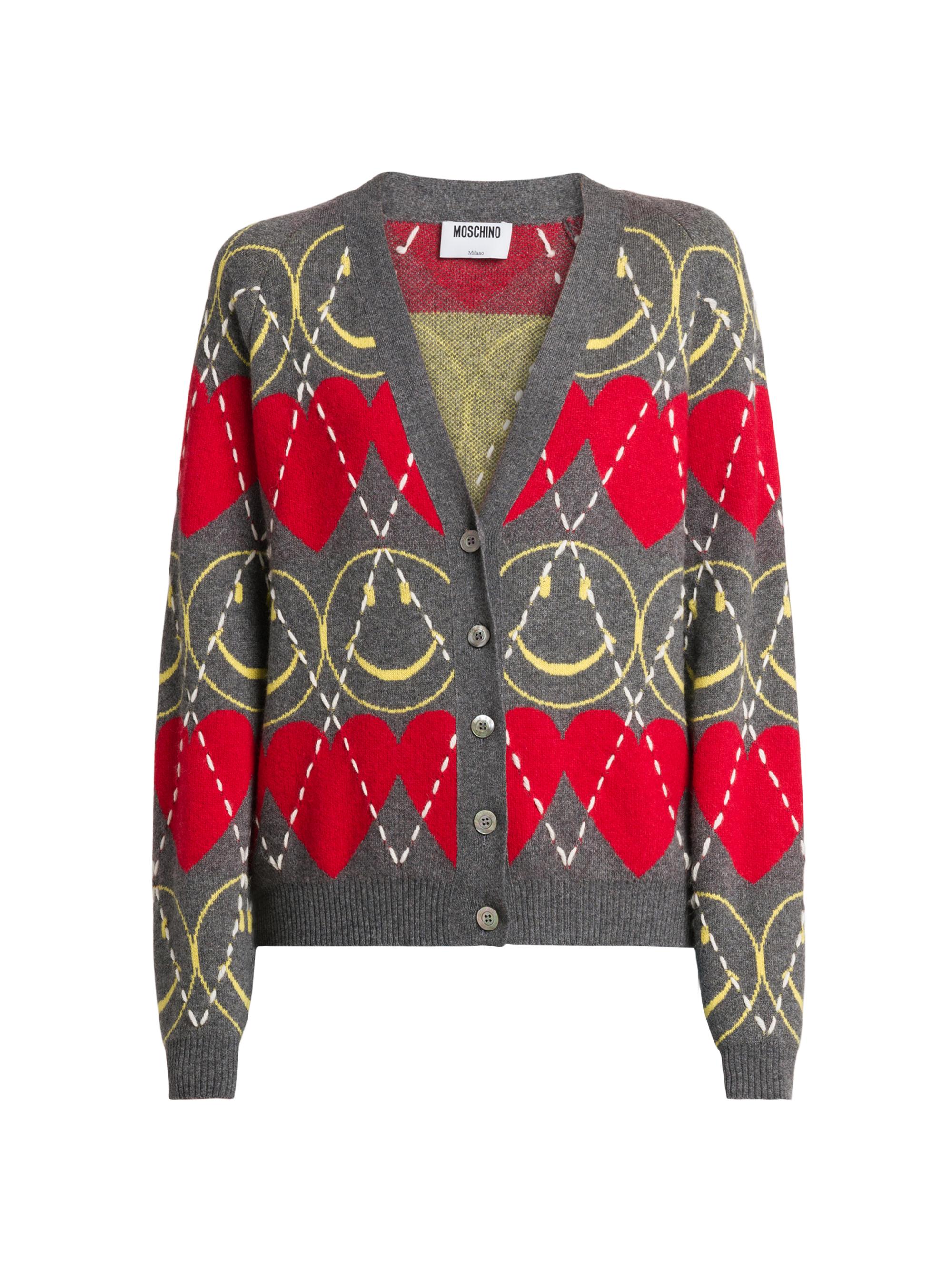 Moschino Smile-Heart Argyle Cardigan | Saks Fifth Avenue