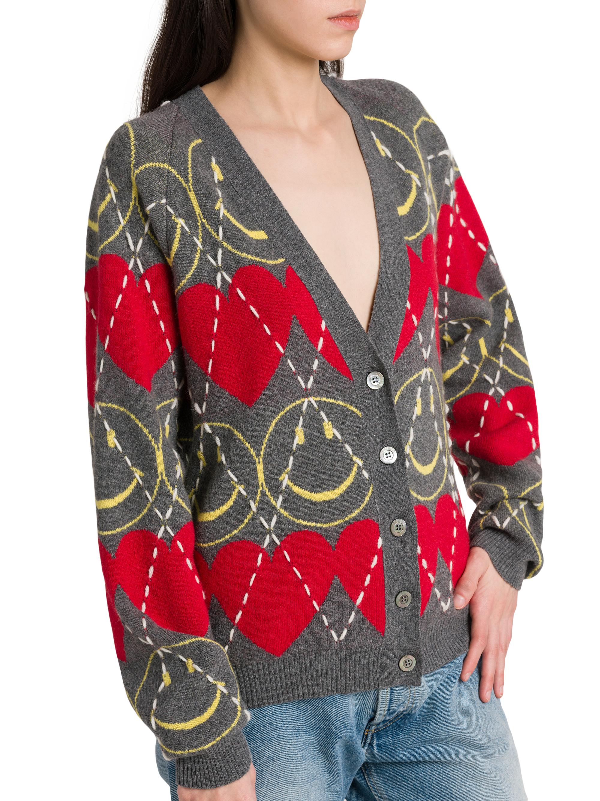 Moschino Smile-Heart Argyle Cardigan | Saks Fifth Avenue
