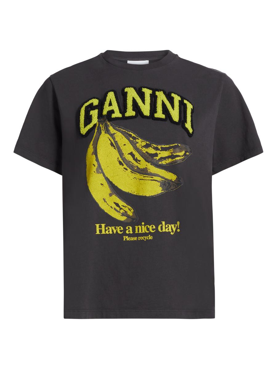◆GANNI◆ RELAXED FIT COTTON T-SHIRT WITH BANANA PRINT Ganni Banana Relaxed Cotton T-Shirt | Saks Fifth Avenue