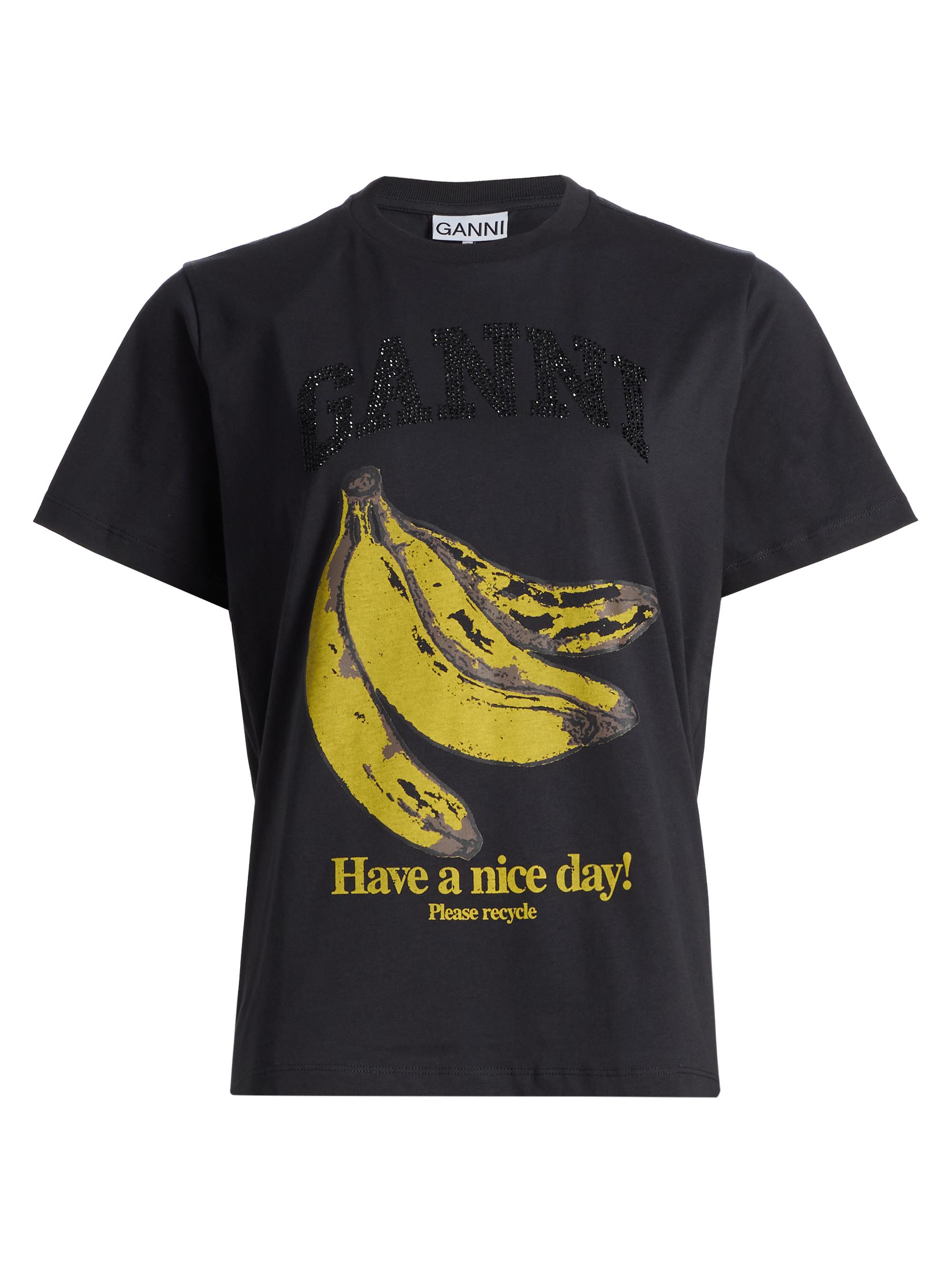 Ganni Women's Banana Relaxed Cotton T-Shirt - Phantom