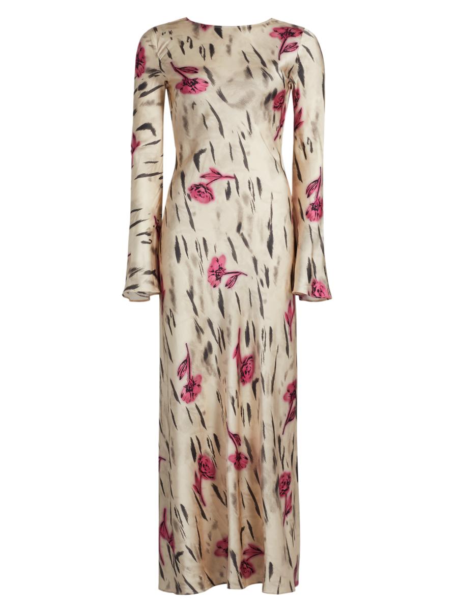 Ganni Floral Satin Maxi Dress | Saks Fifth Avenue