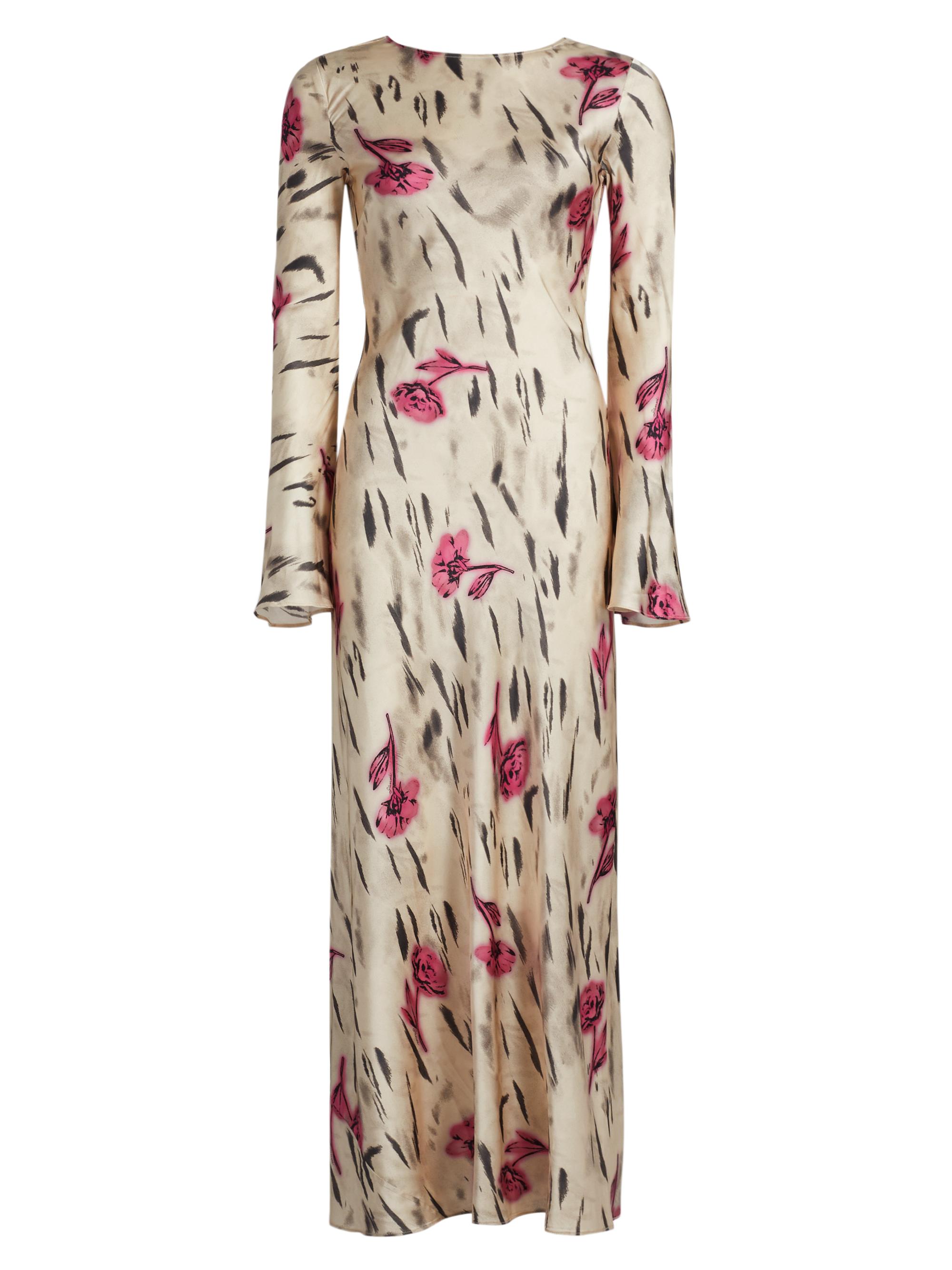 Ganni Women's Floral Satin Maxi Dress - Egret