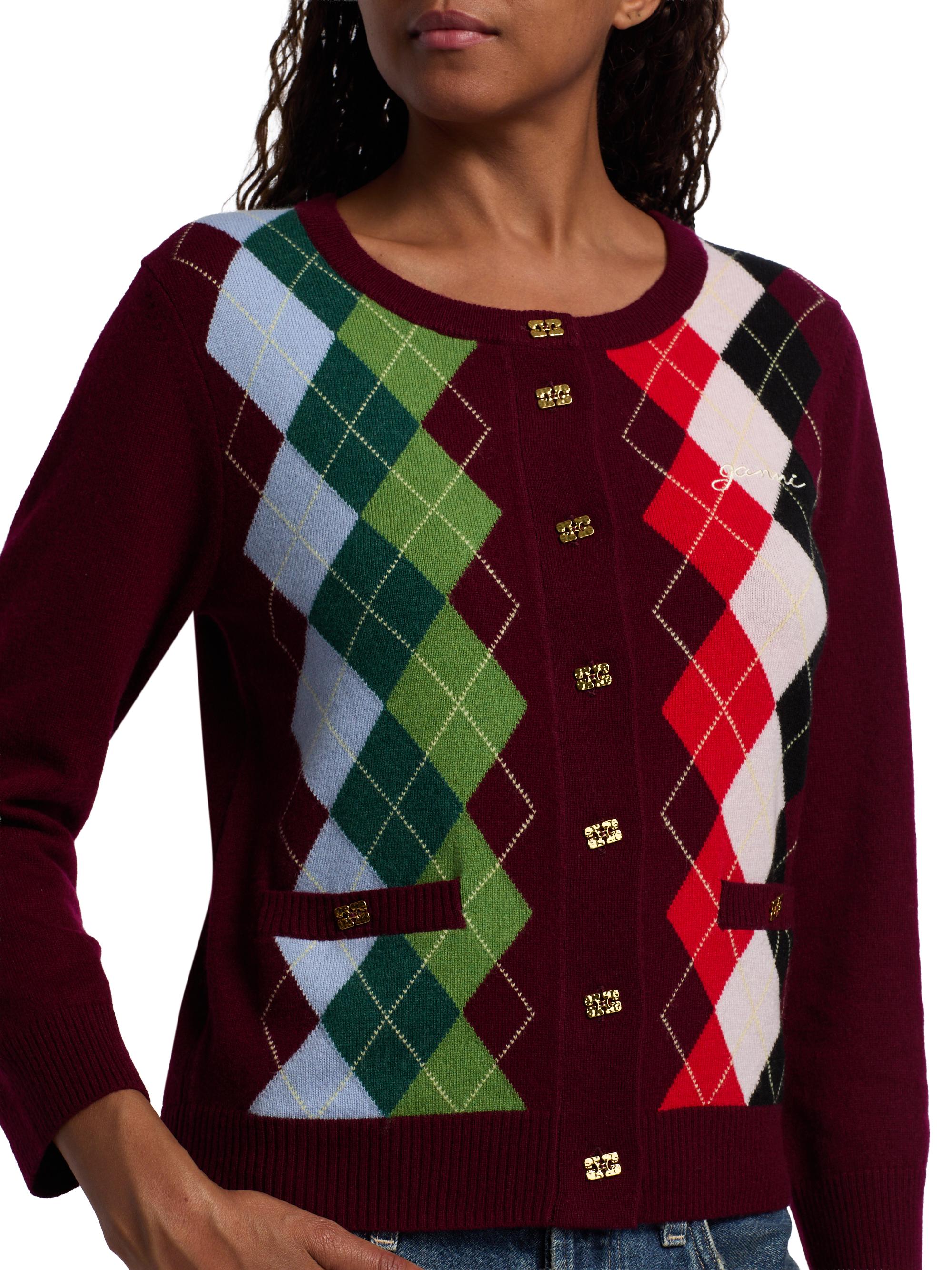 Ganni Argyle Wool-Cashmere Cardigan Saks Fifth Avenue