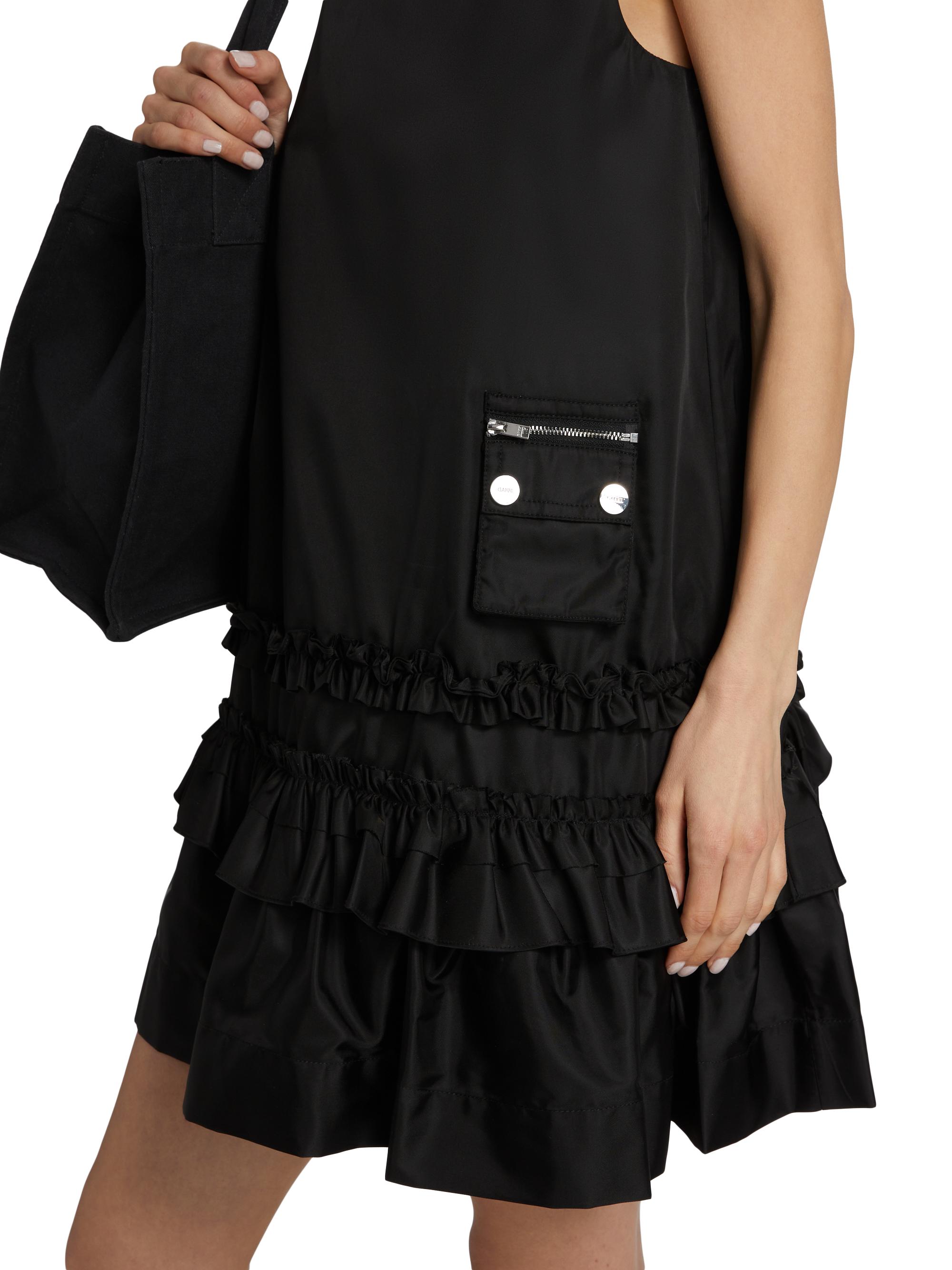 Ganni Frilled Duchesse Satin Minidress | Saks Fifth Avenue