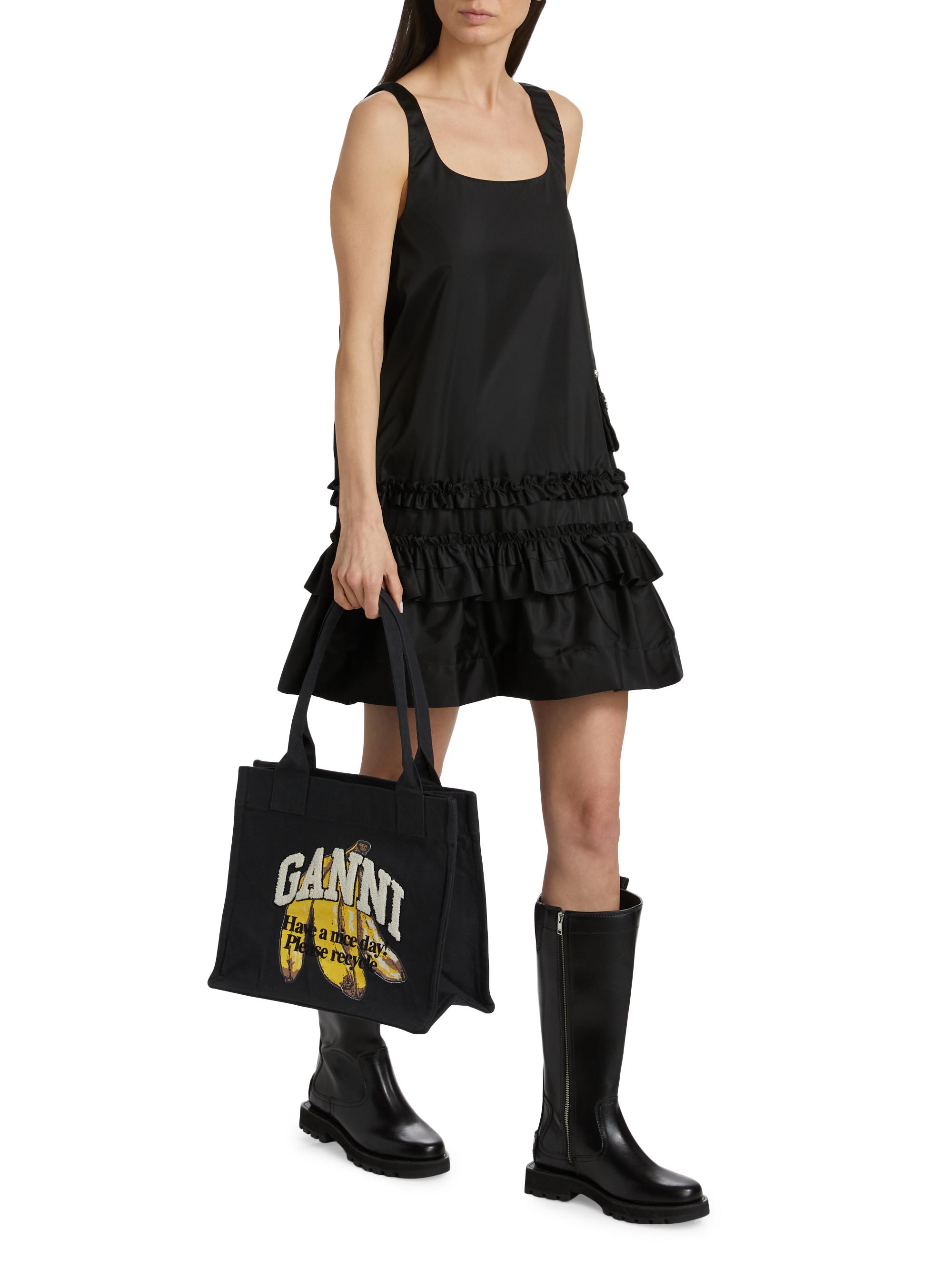 Ganni Frilled Duchesse Satin Minidress | Saks Fifth Avenue
