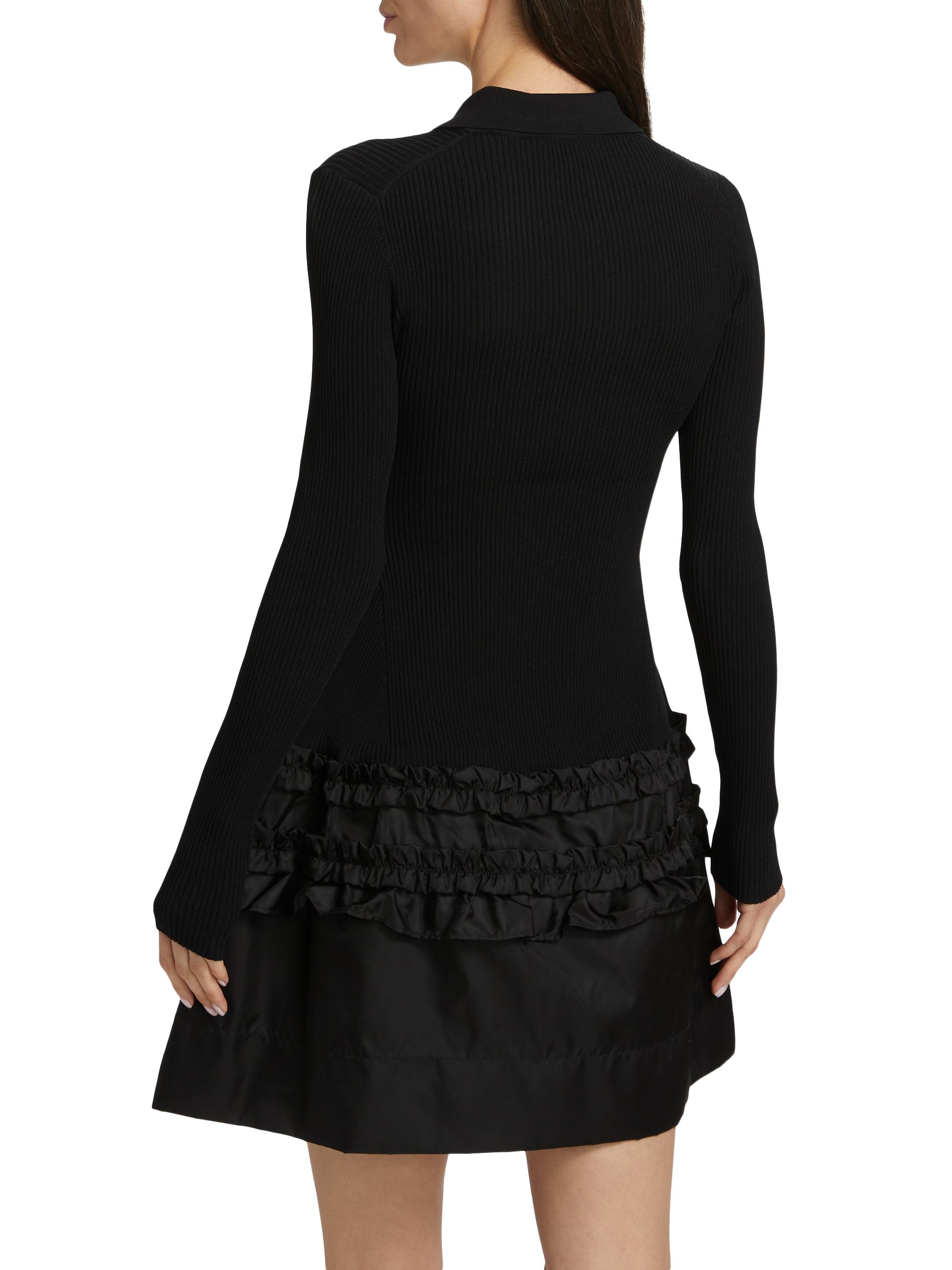 Ganni Melange Rib Knit Mini Dress - Black