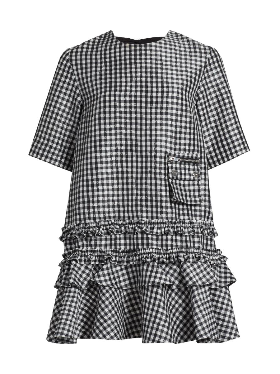 Ganni Gingham Taffeta Minidress | Saks Fifth Avenue
