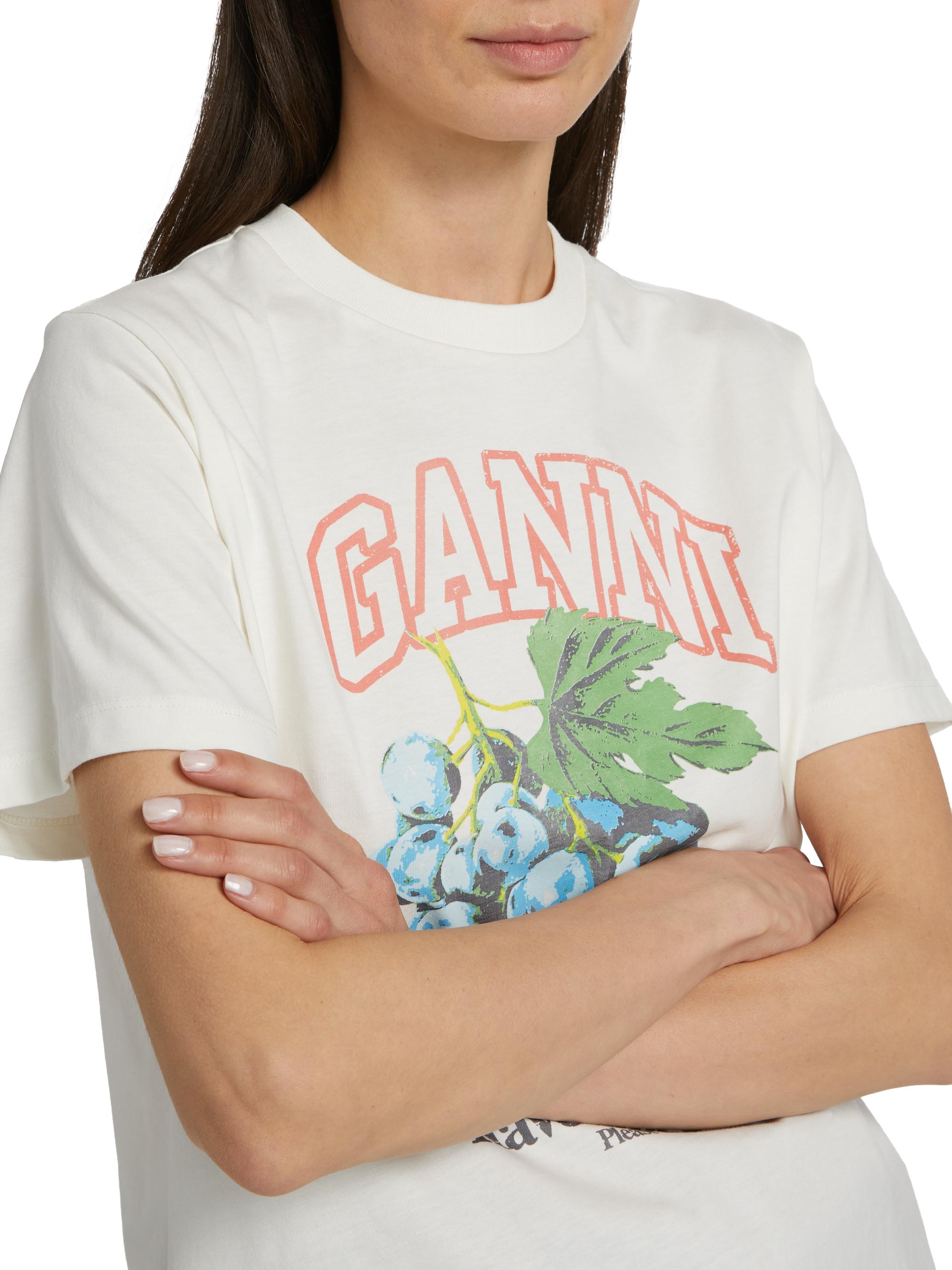 トップス GANNI 2025 SS Shirt Ganni T-shirt with embroidered logo | Women's | Vitkac