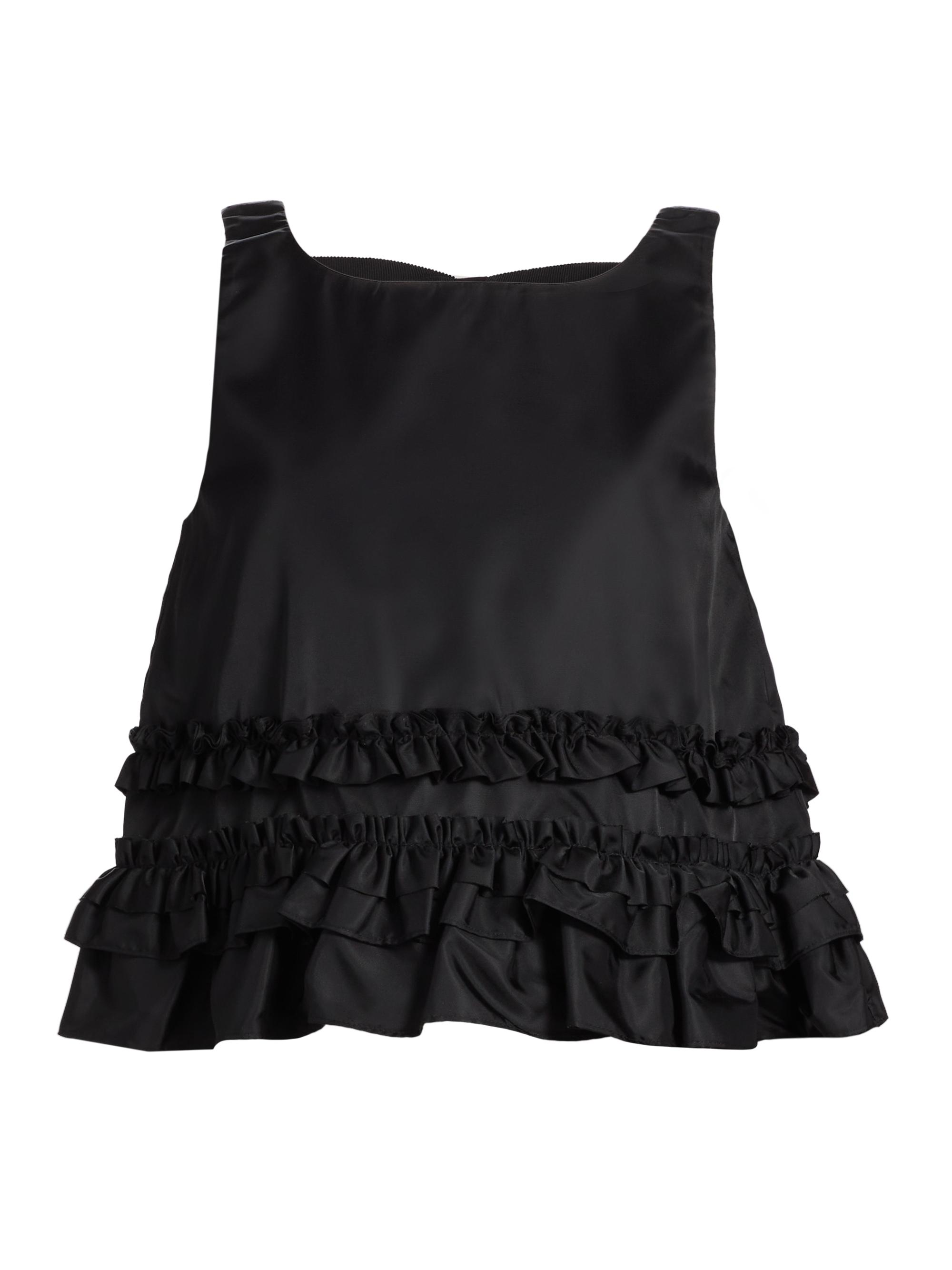 Ganni Women's Frilled Duchesse Satin Top - Black