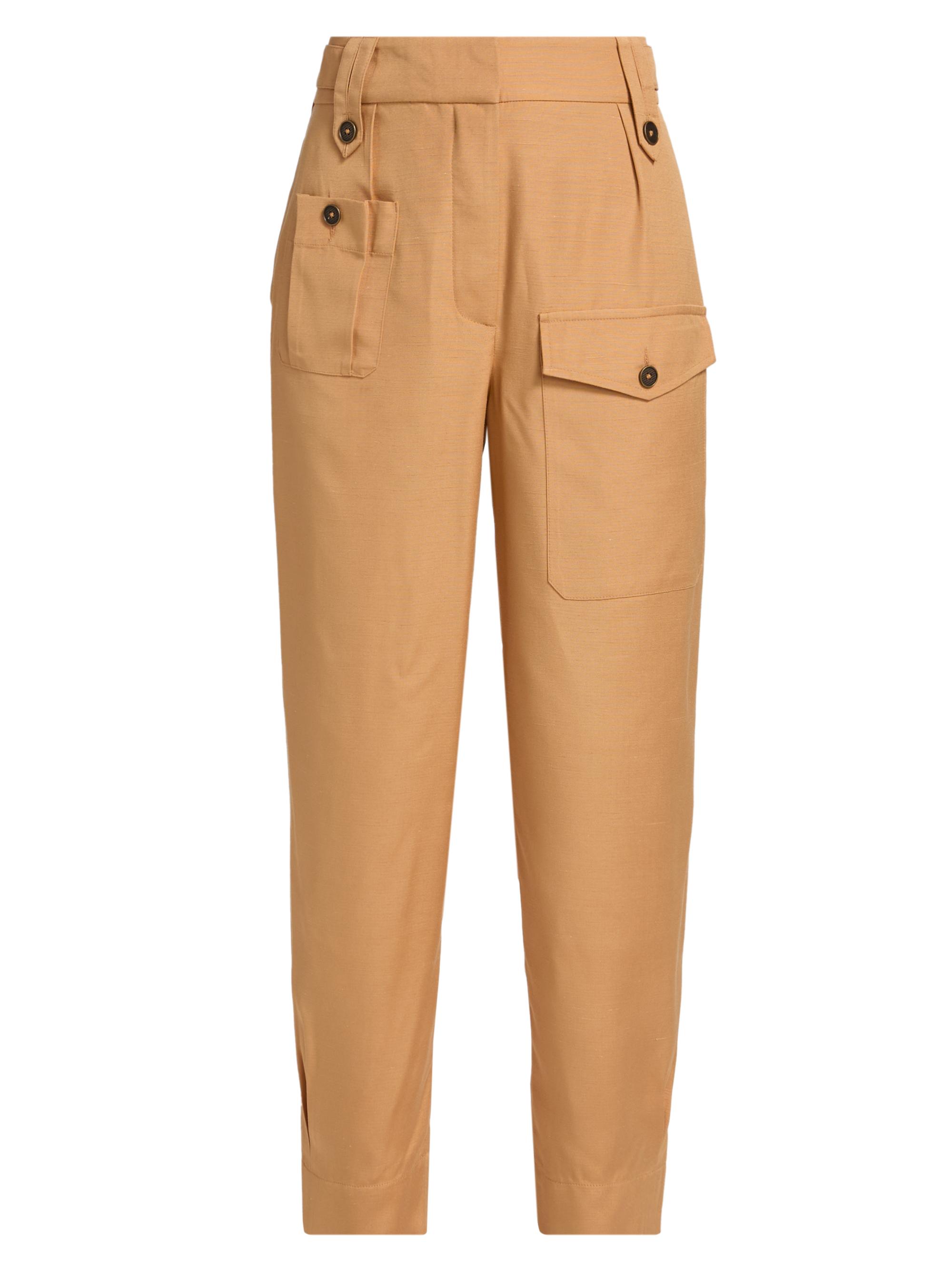 Reiss Women's Lauren Silk-Blend Straight-Leg Pants - Tan