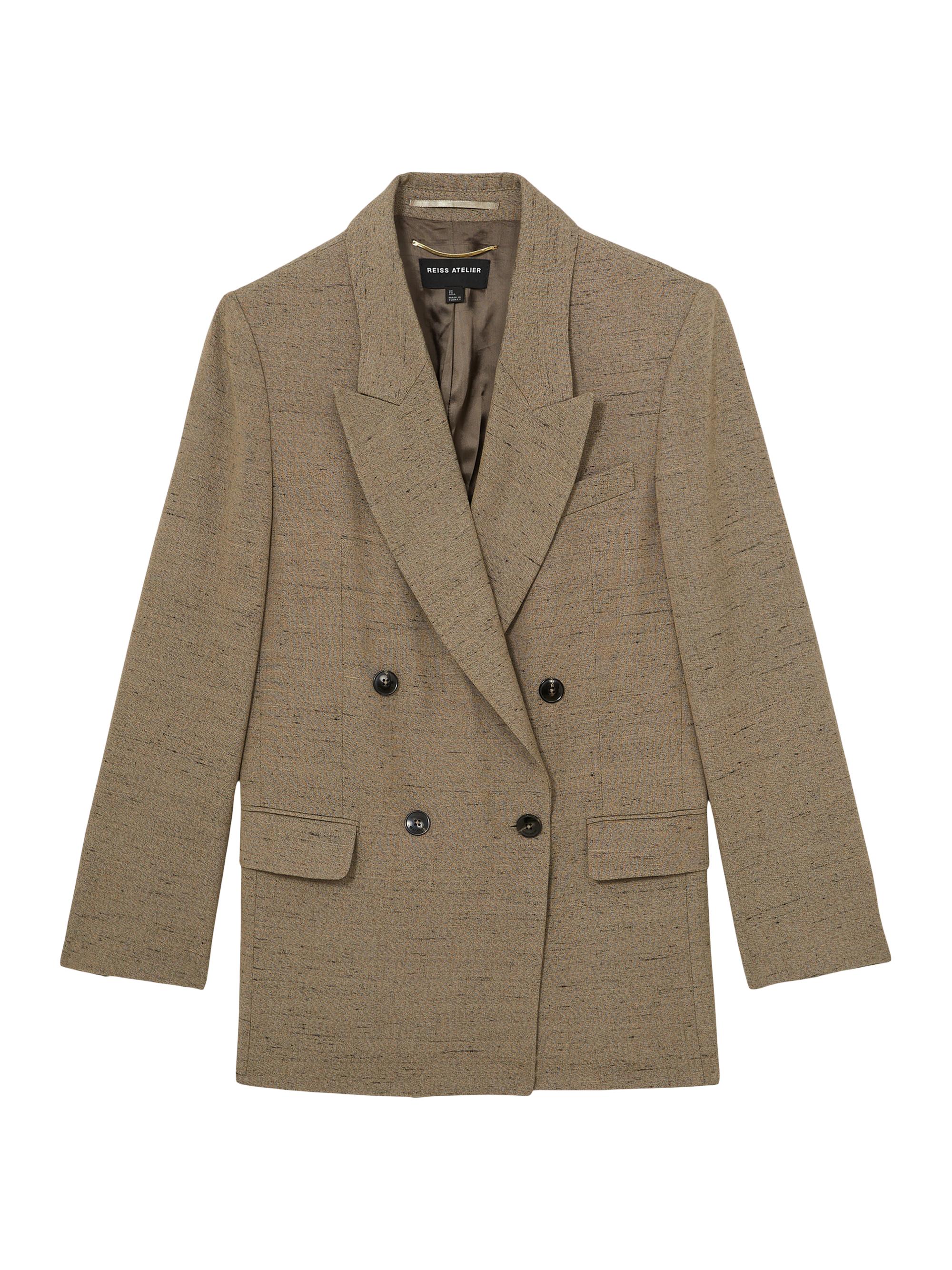 Reiss Atelier Women's Lina Textured Double-Breasted Blazer - Grey