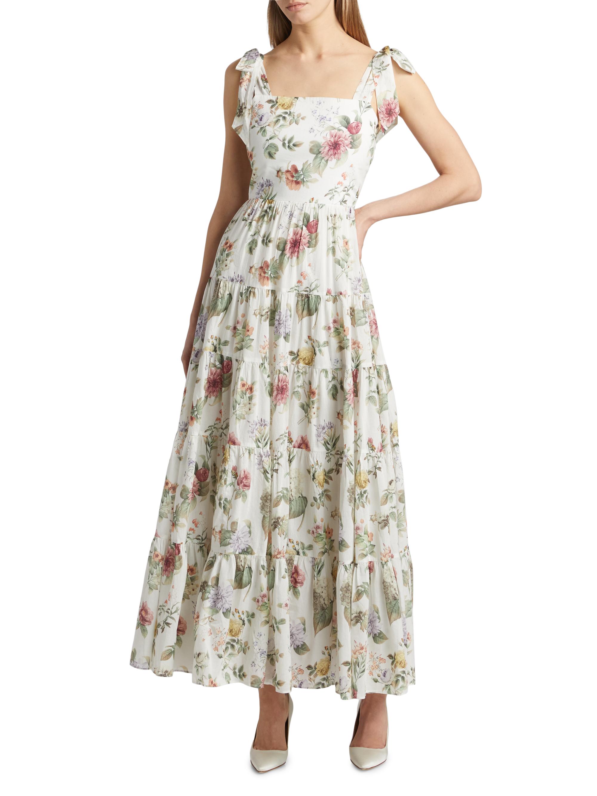 Monnie Floral Tie-Strap Maxi Dress