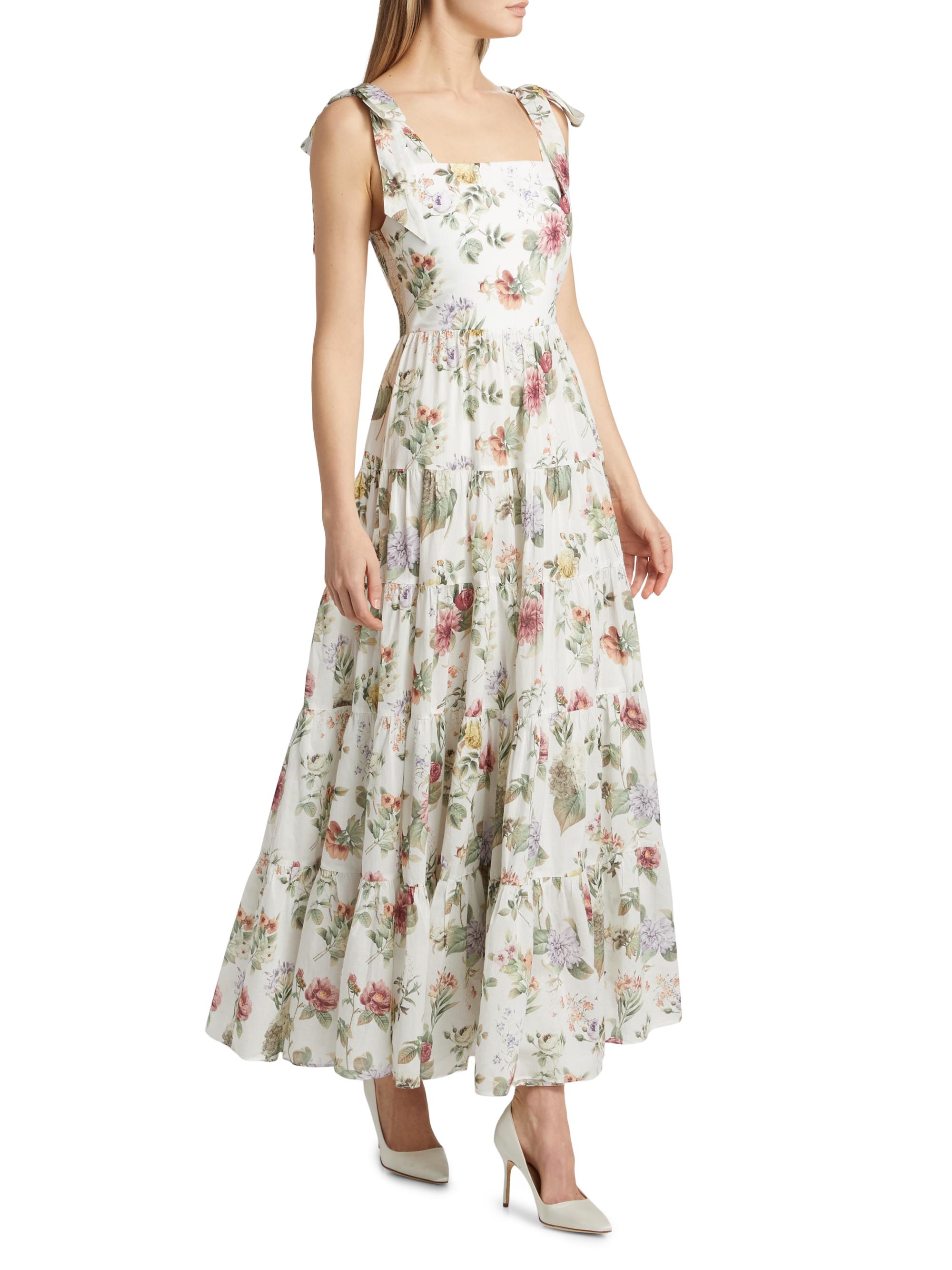 Monnie Floral Tie-Strap Maxi Dress