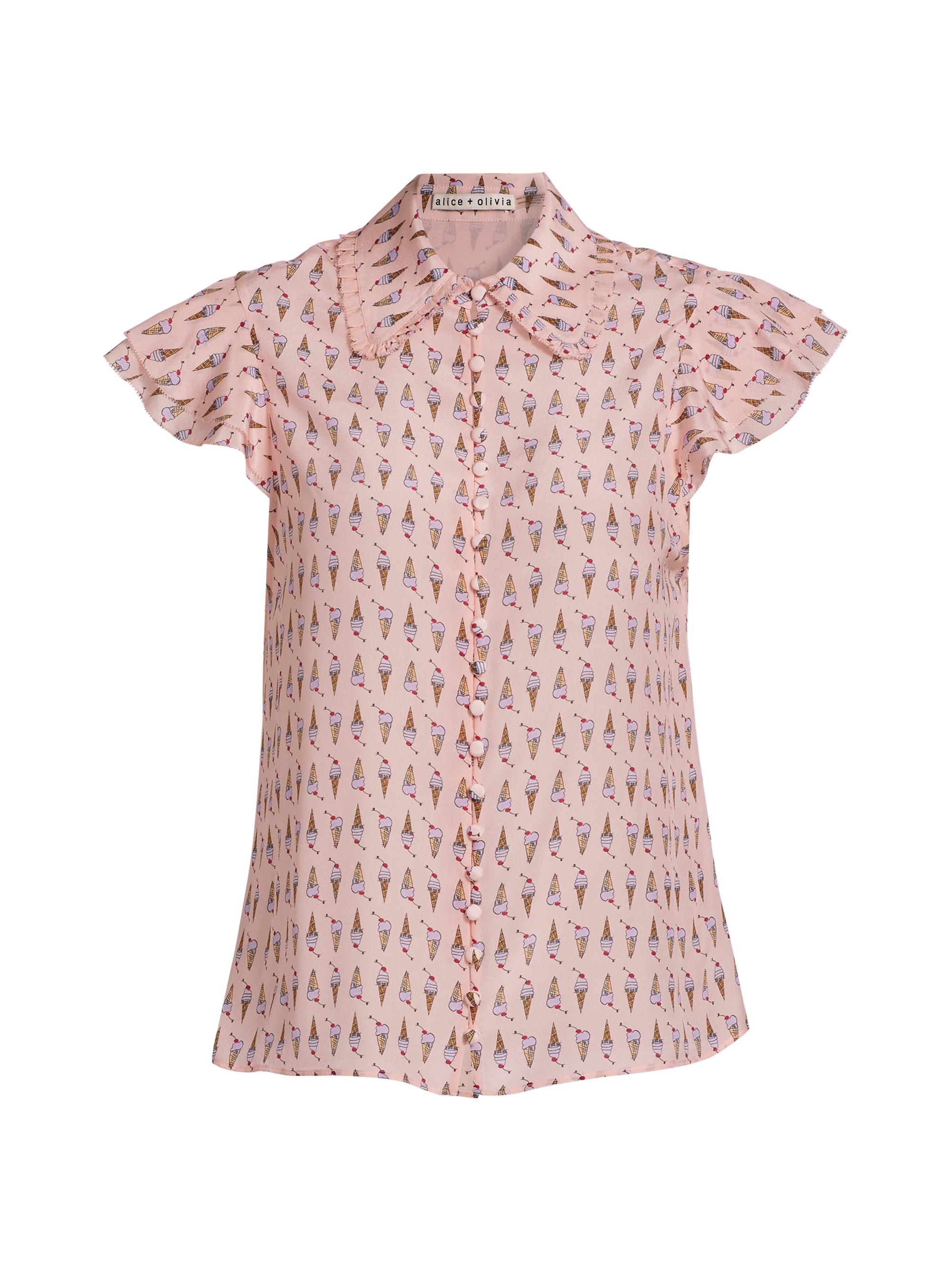 Alice + Olivia Women's Martel Ice Cream-Print Silk Blouse - Sundae Pink Bloom