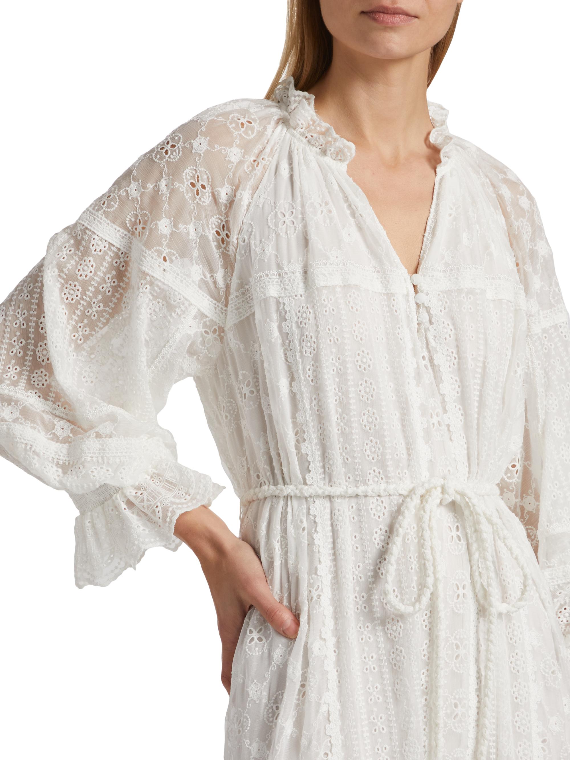 ALICE + OLIVIA Alycen Eyelet Ruffle Maxi Dress | Saks Fifth Avenue