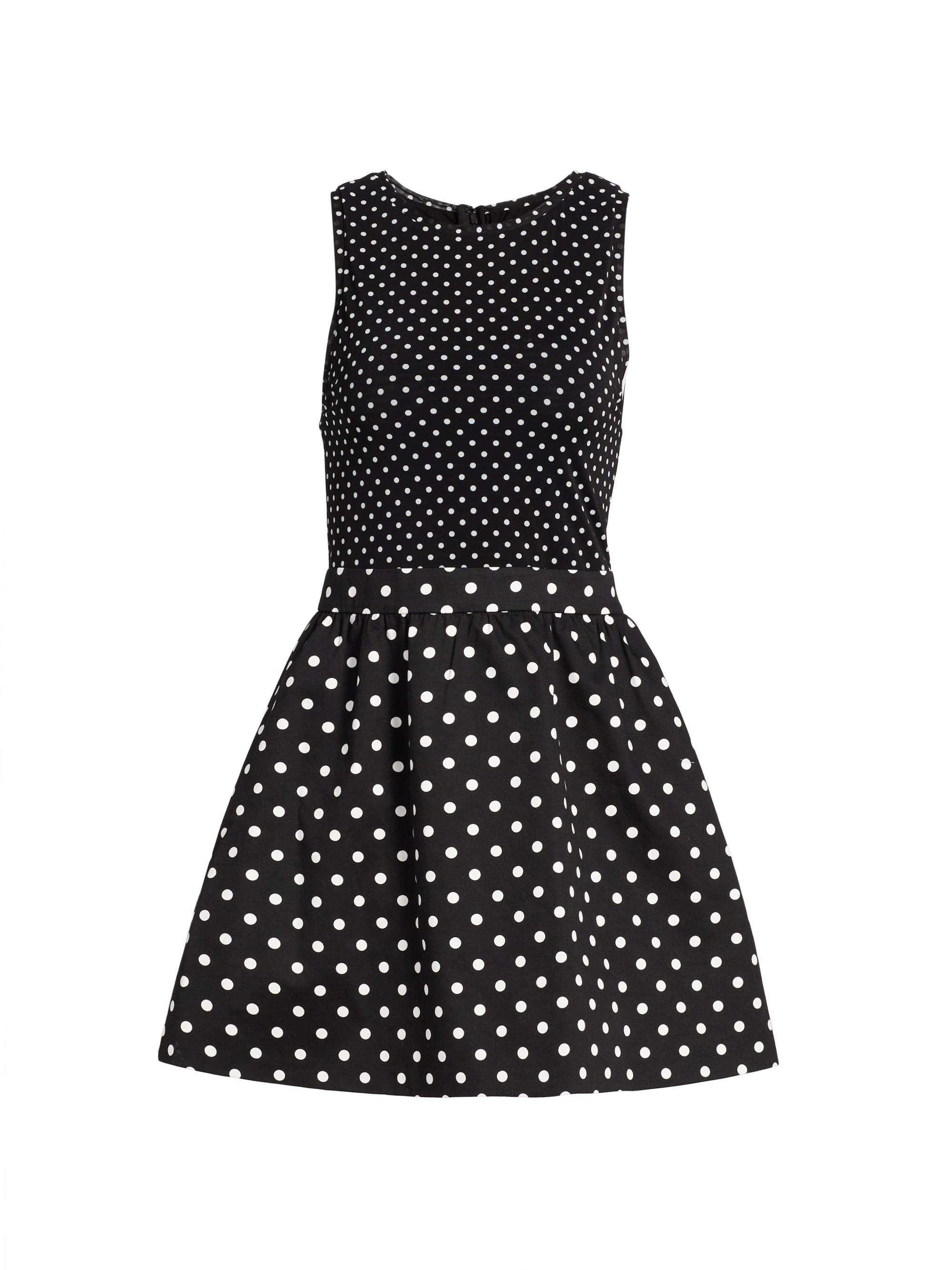 Alice + Olivia Women's Chara Polka Dot Cotton Fit & Flare Minidress - Black Off White Polka Dot