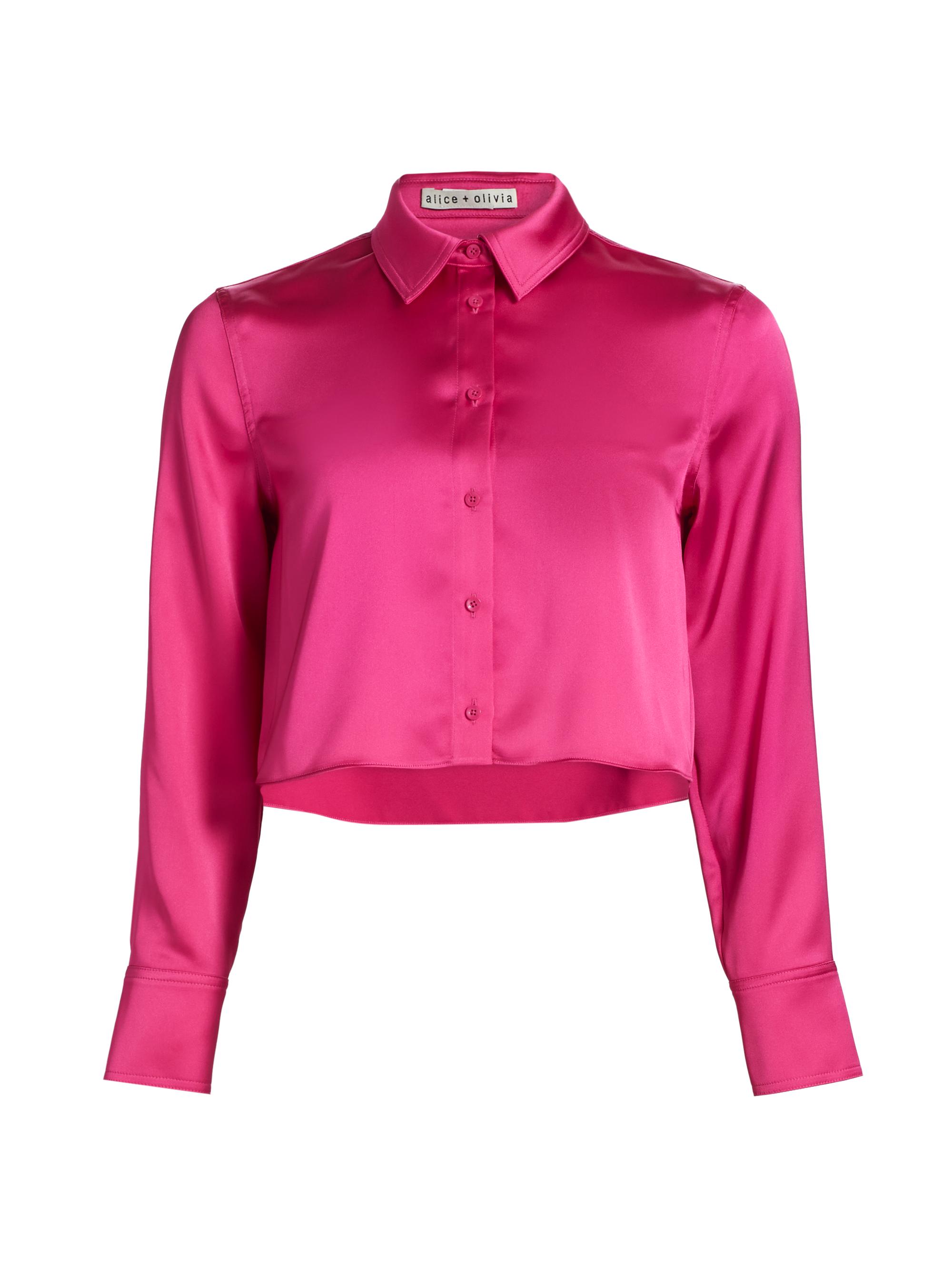 Alice + Olivia Leon Satin Crop Shirt | Saks Fifth Avenue