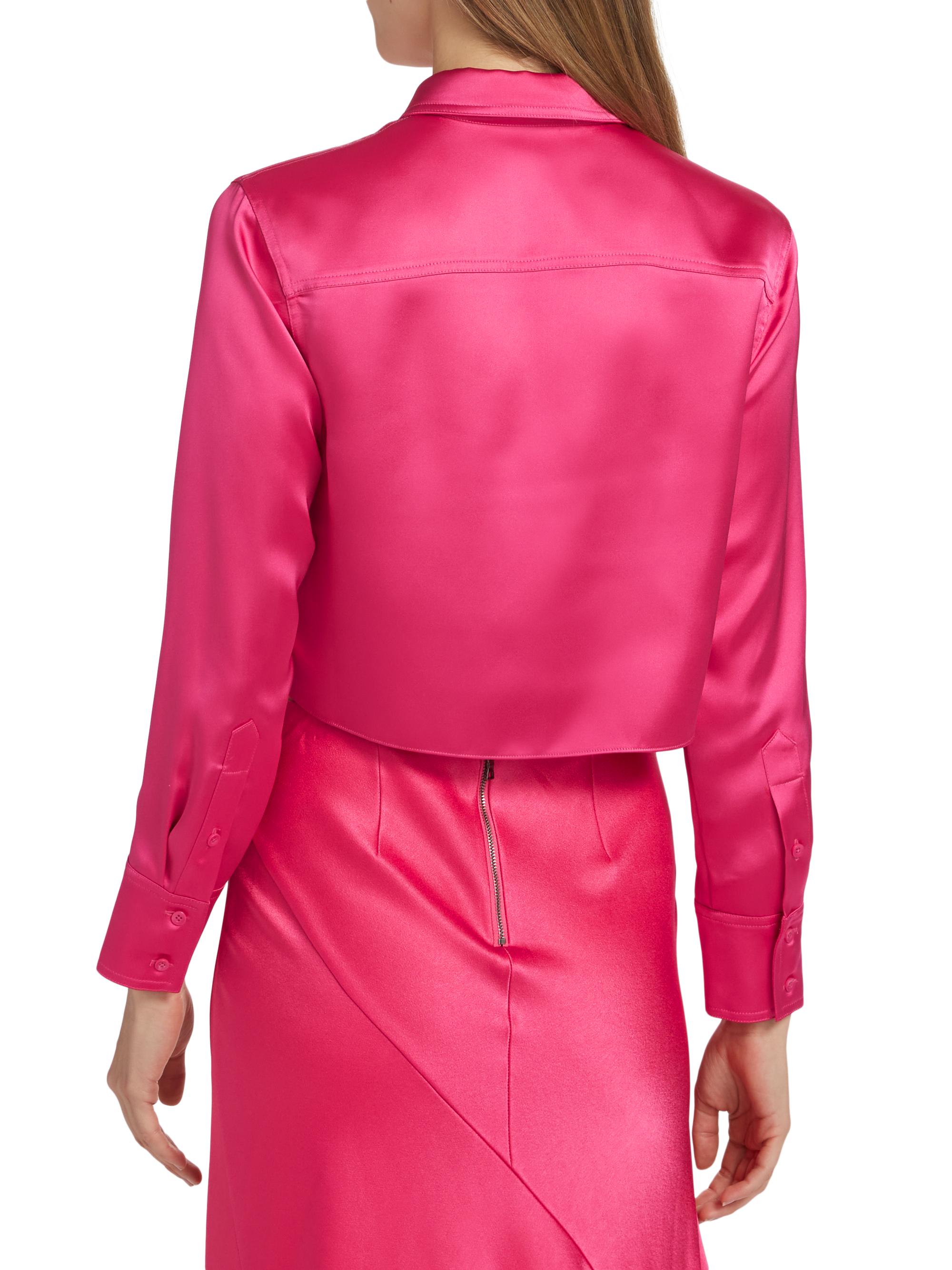 ALICE + OLIVIA Leon Satin Crop Shirt | Saks Fifth Avenue