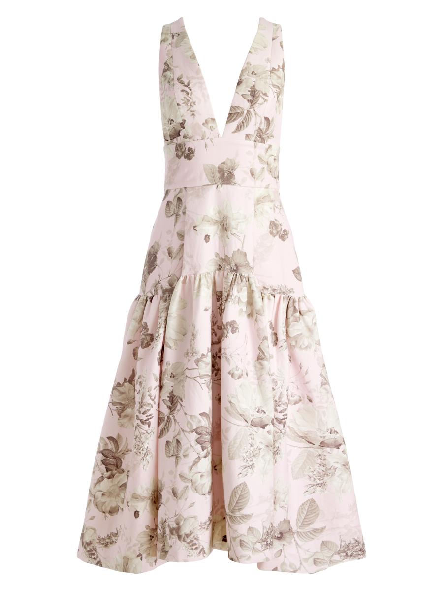 上品!【Alice+Olivia】LILA 花柄 アンクル丈 ノースリーブドレス Alice + Olivia Lila Floral Linen-Blend Midi-Dress | Saks