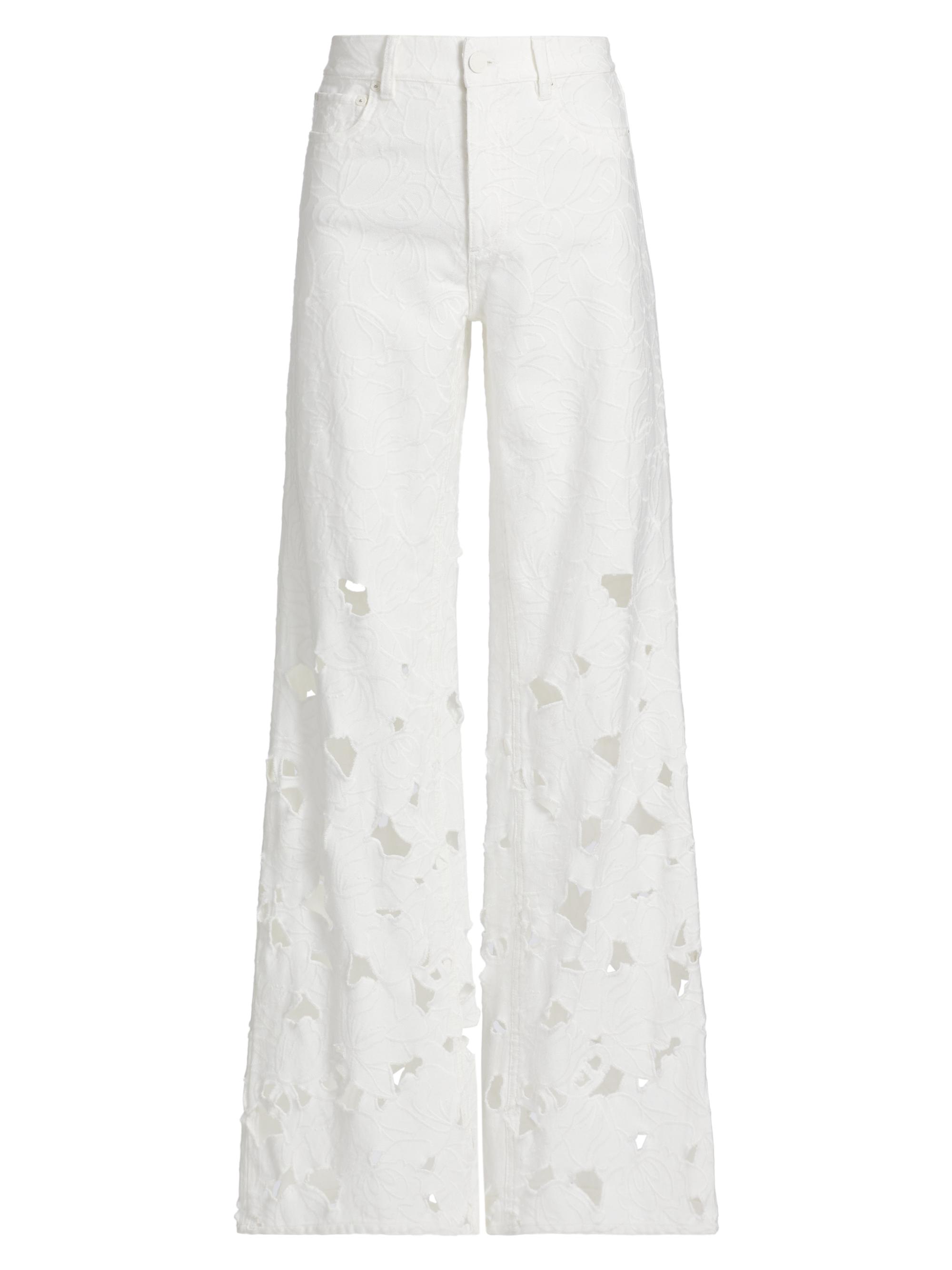 ALICE + OLIVIA Women's Weezy High-Rise Embroidered Eyelet Jeans - Off White