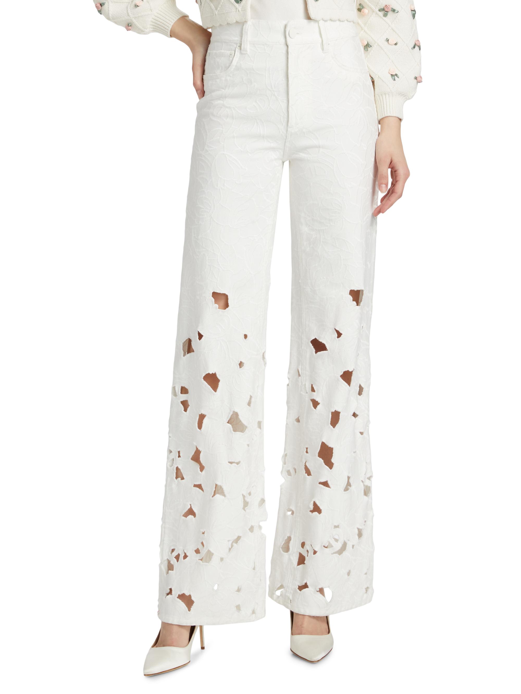 ALICE + OLIVIA Weezy High-Rise Embroidered Eyelet Jeans | Saks