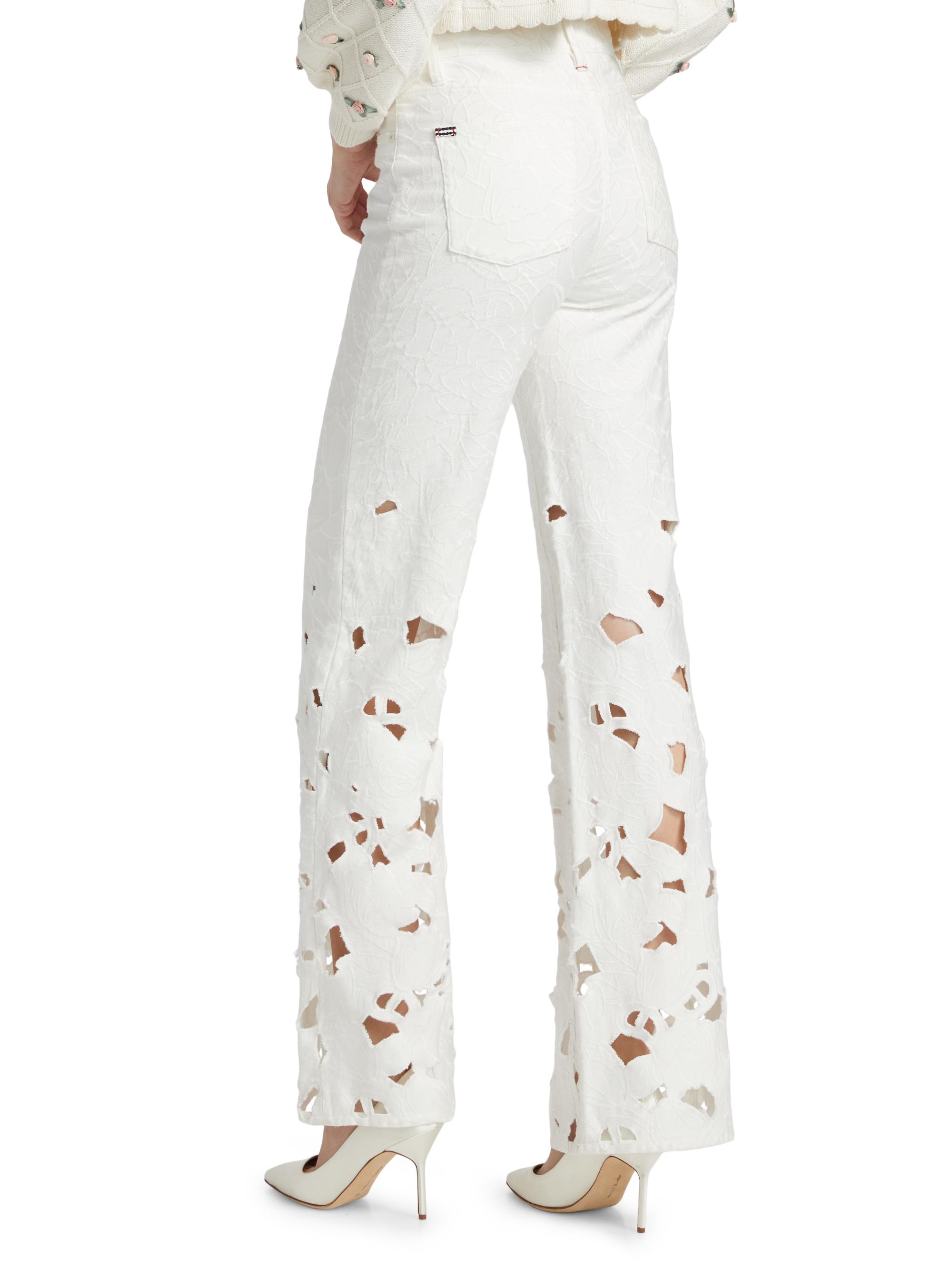 ALICE + OLIVIA Weezy High-Rise Embroidered Eyelet Jeans | Saks