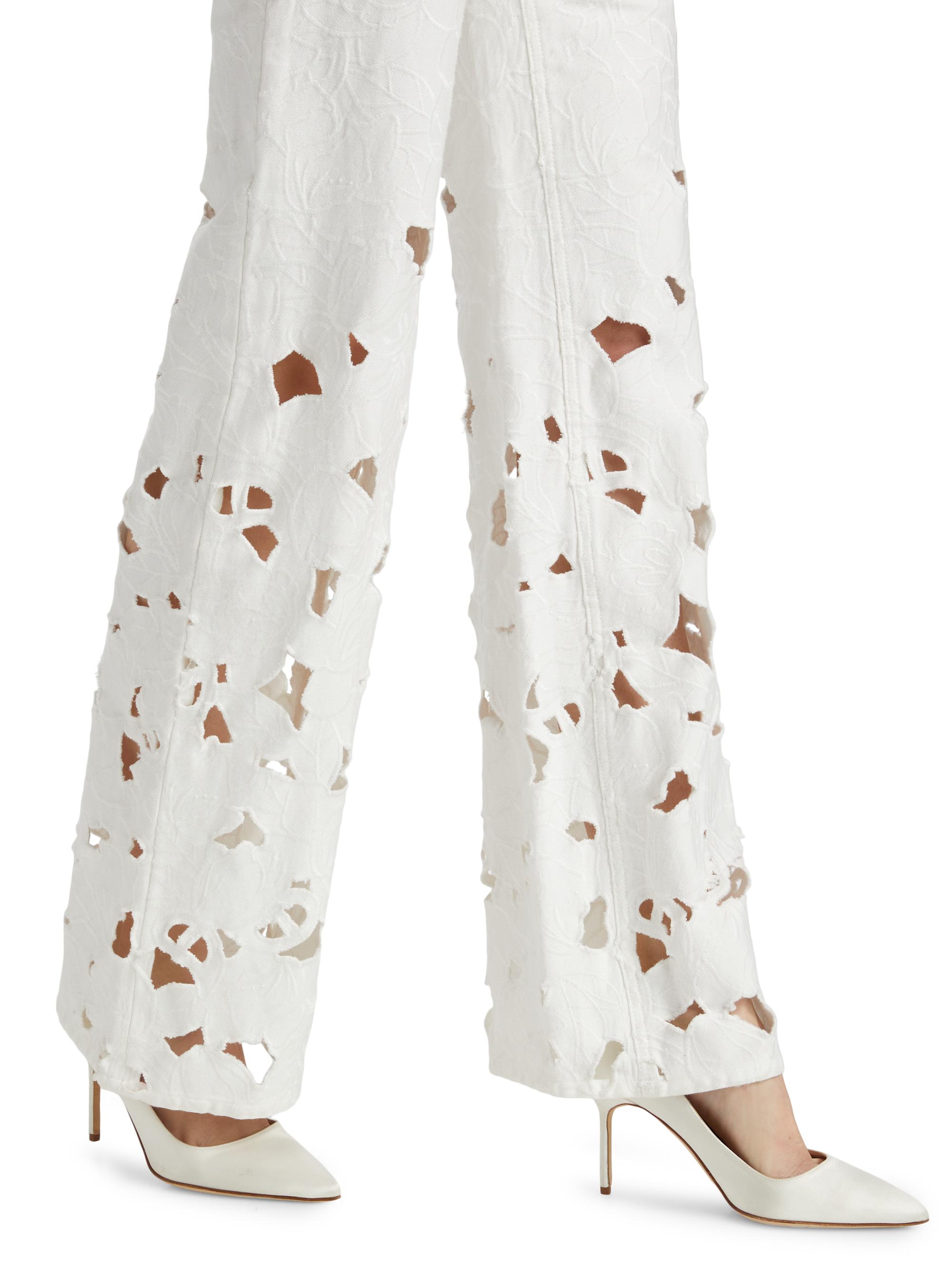 ALICE + OLIVIA Weezy High-Rise Embroidered Eyelet Jeans | Saks