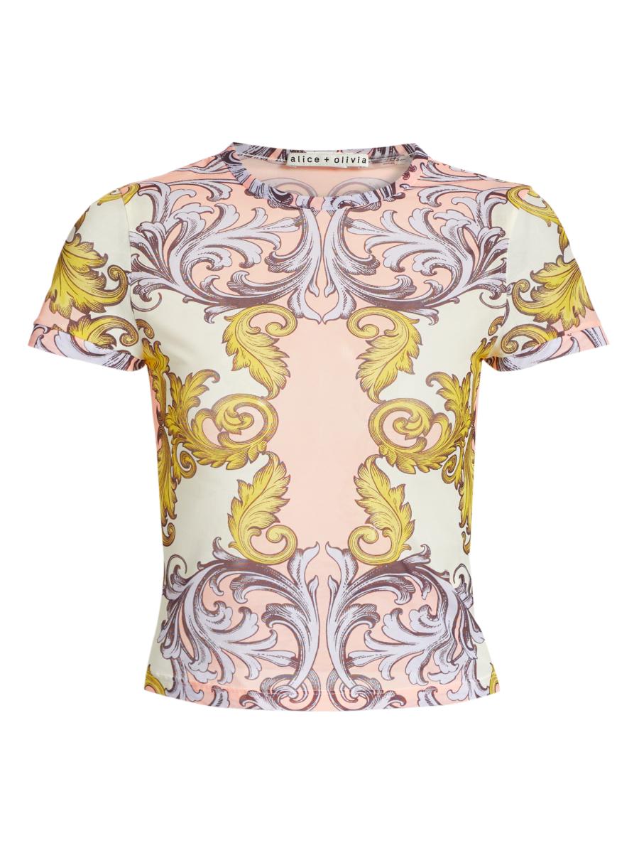Alice + Olivia Tess Filigree-Print Crewneck T-Shirt | Saks