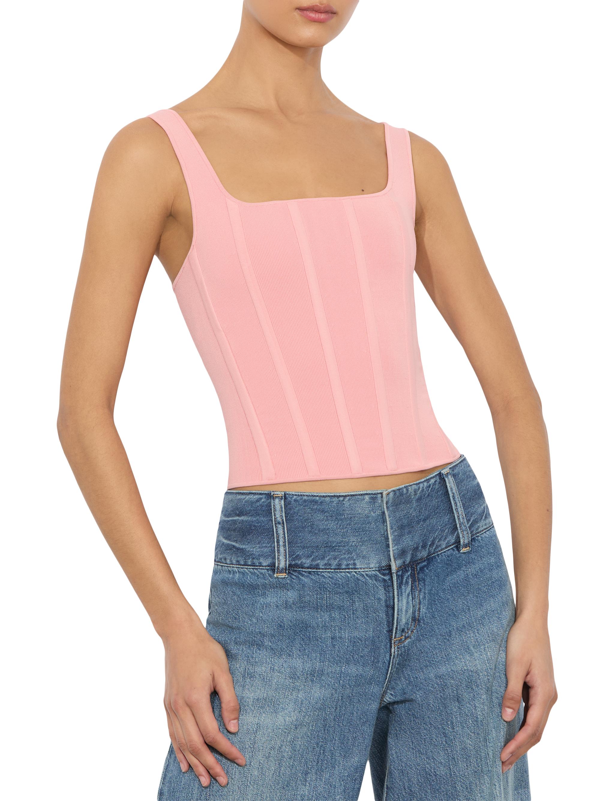 ALICE + OLIVIA Sariah Square Neck Corset Tank | Saks Fifth Avenue