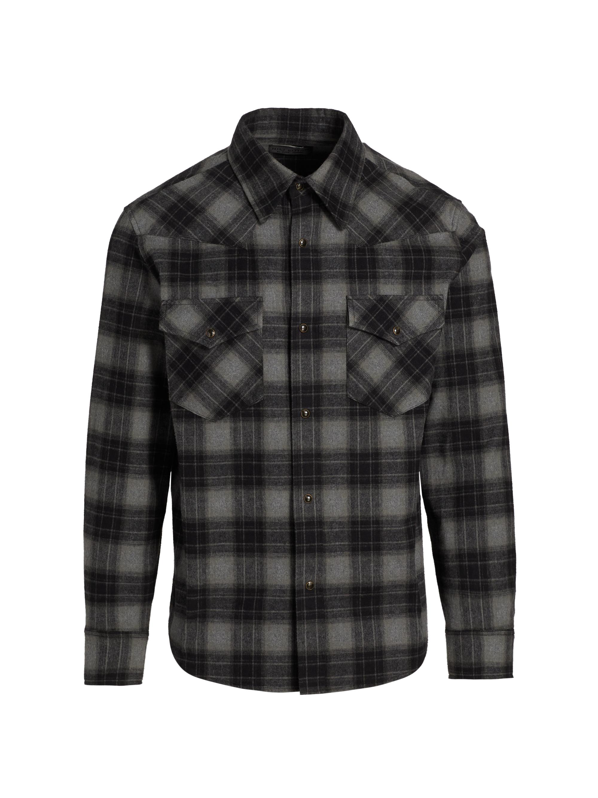 Nili Lotan Men's Travis Flannel Shirt - Graphite Plaid