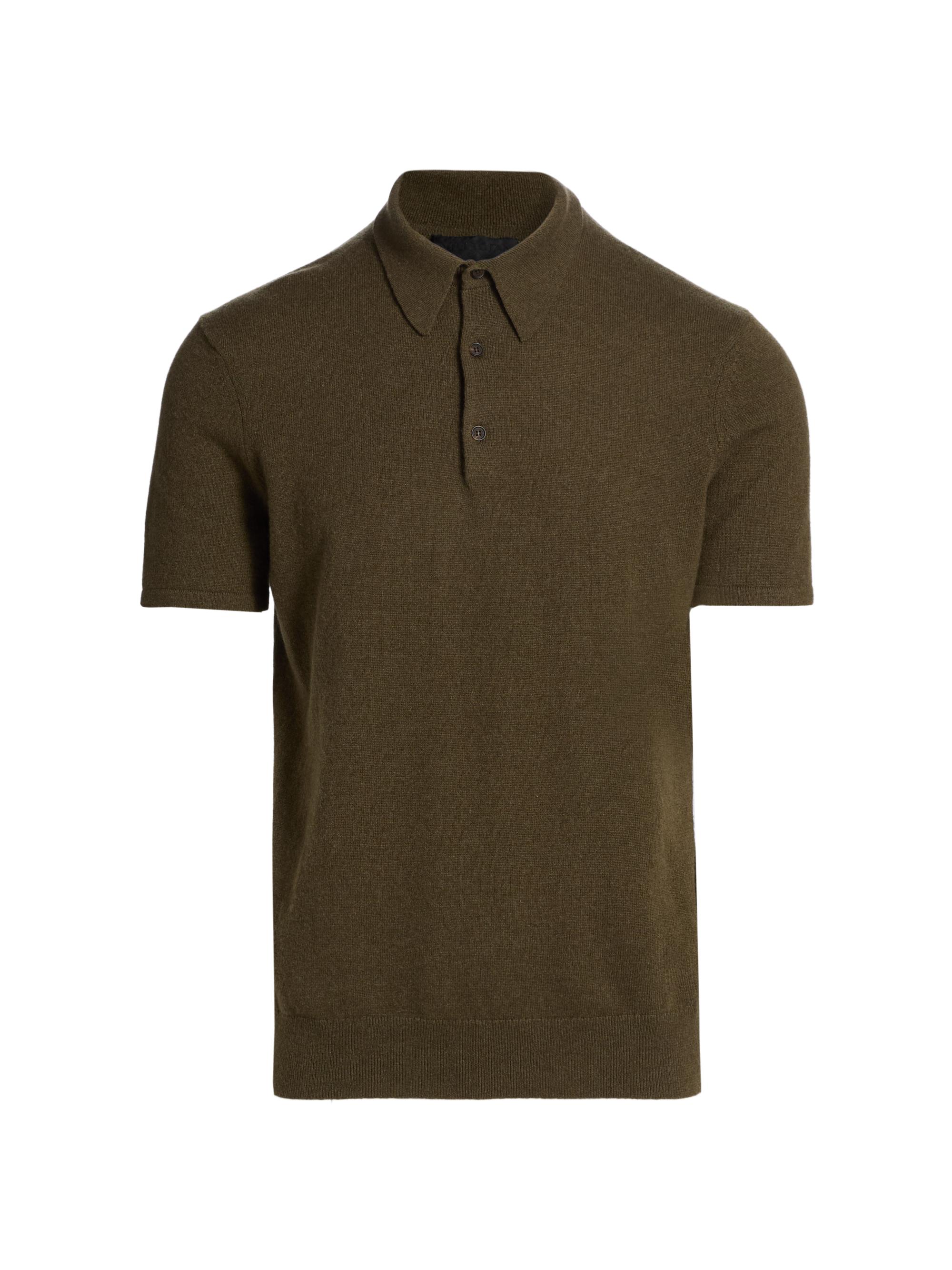 Nili Lotan Men's Myles Cashmere Polo Sweater - Dark Moss