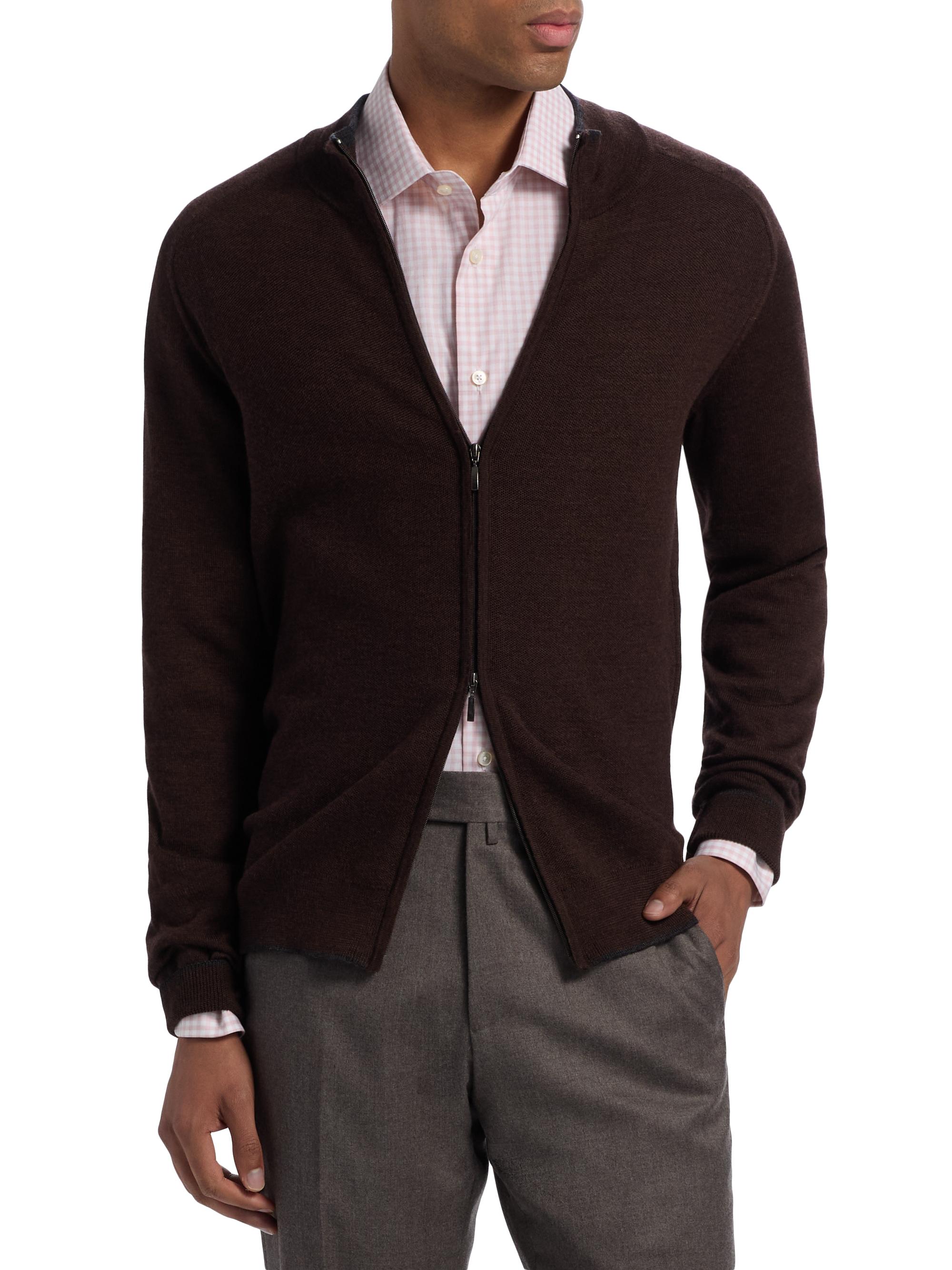 Saks Fifth Avenue Wool Mock Turtleneck Zip-Front Cardigan | Saks