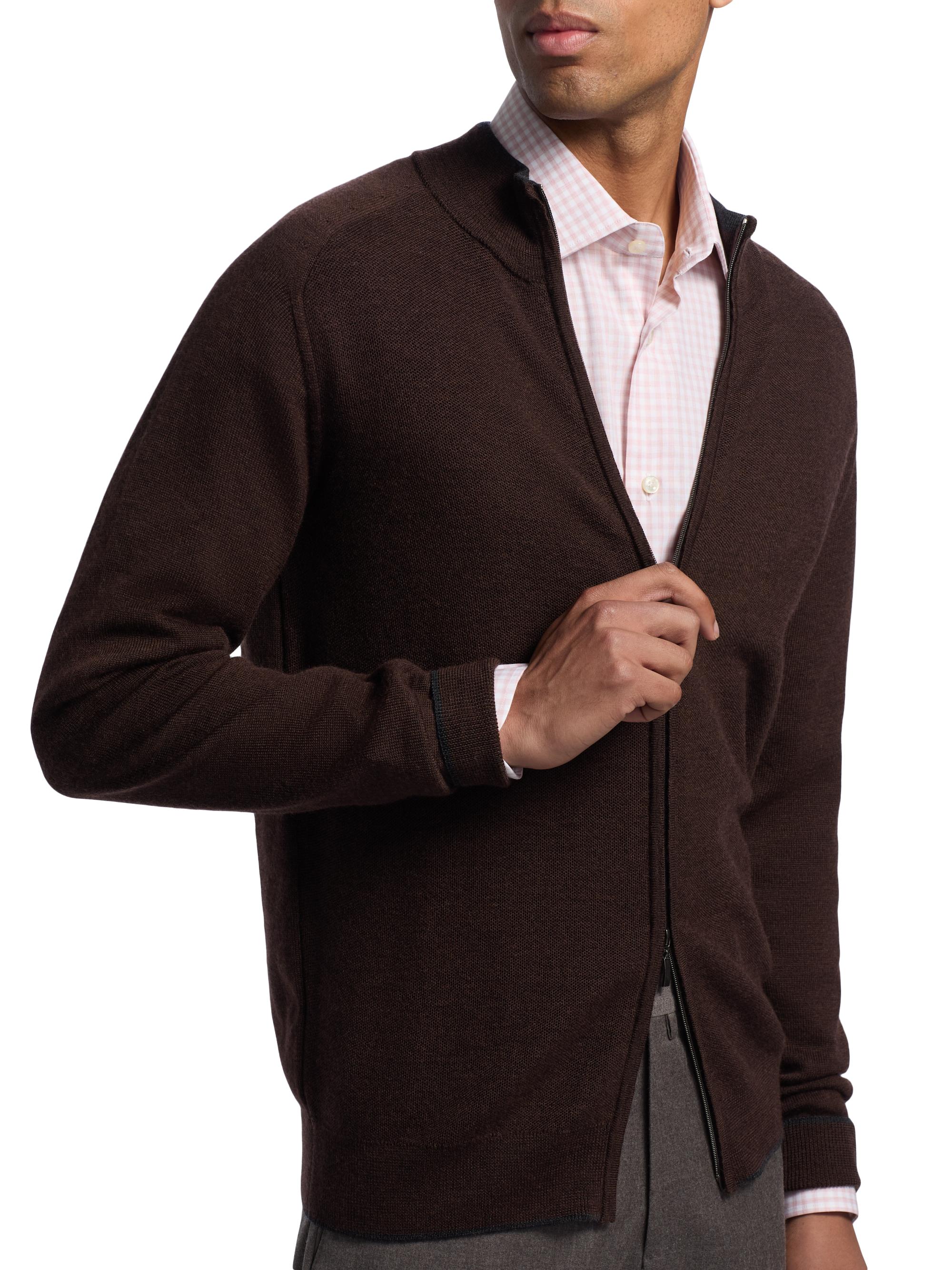 Saks Fifth Avenue Wool Mock Turtleneck Zip-Front Cardigan | Saks