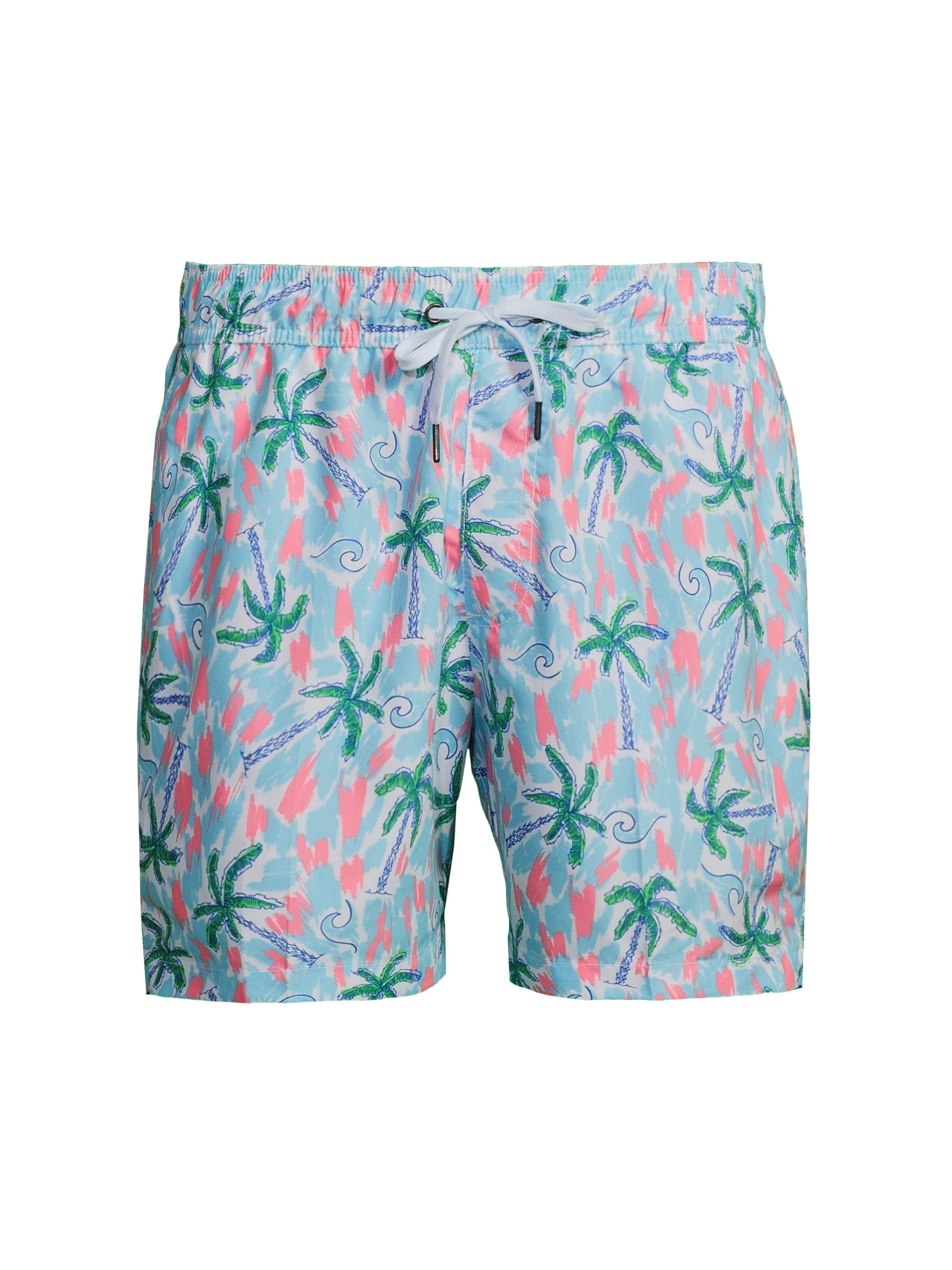 Saks Fifth Avenue Men's Chalky Palm Swim Trunks - Red Blue