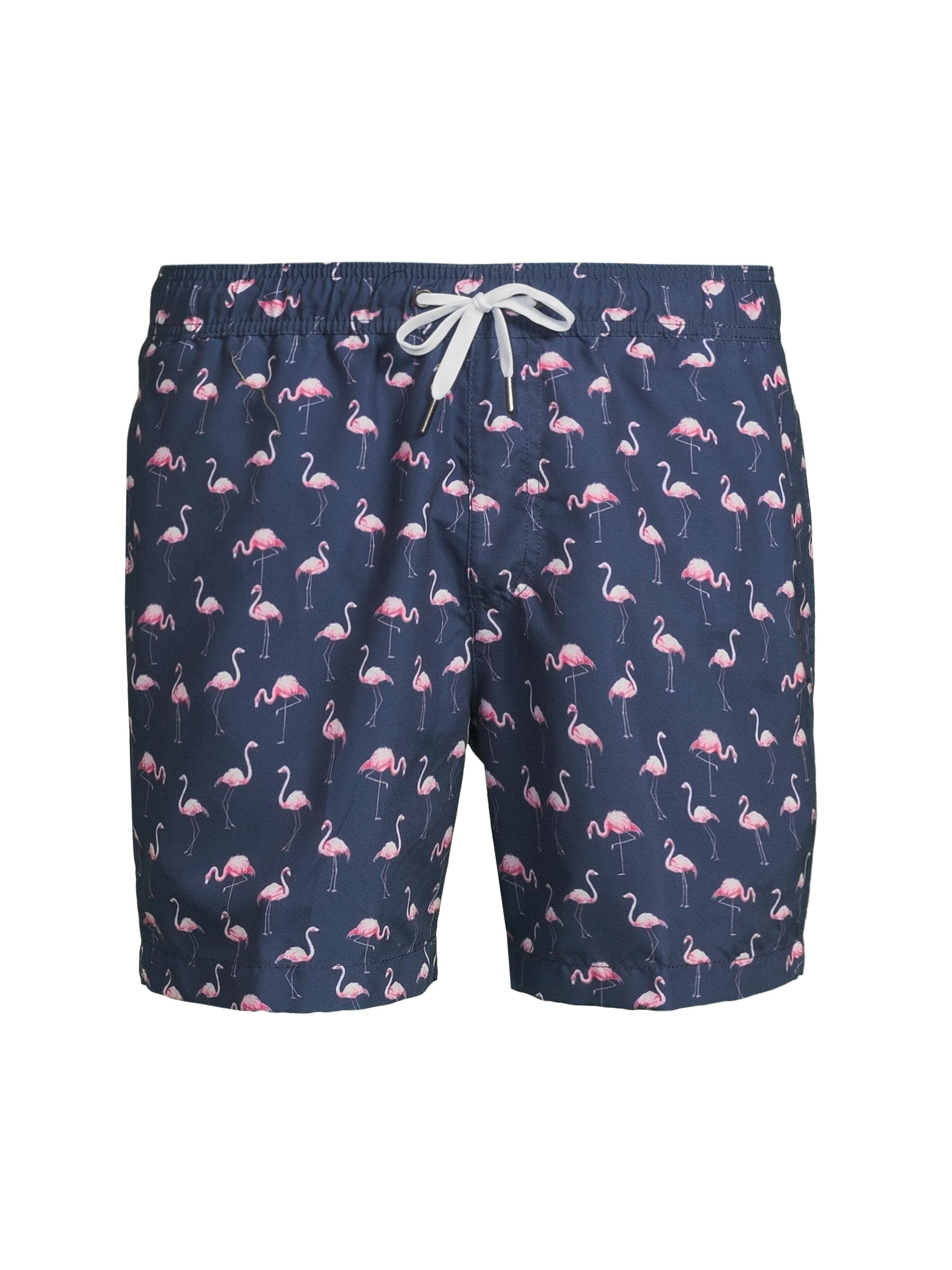 Saks Fifth Avenue Men's Flamingos Swim Trunks - Deep Navy Pink