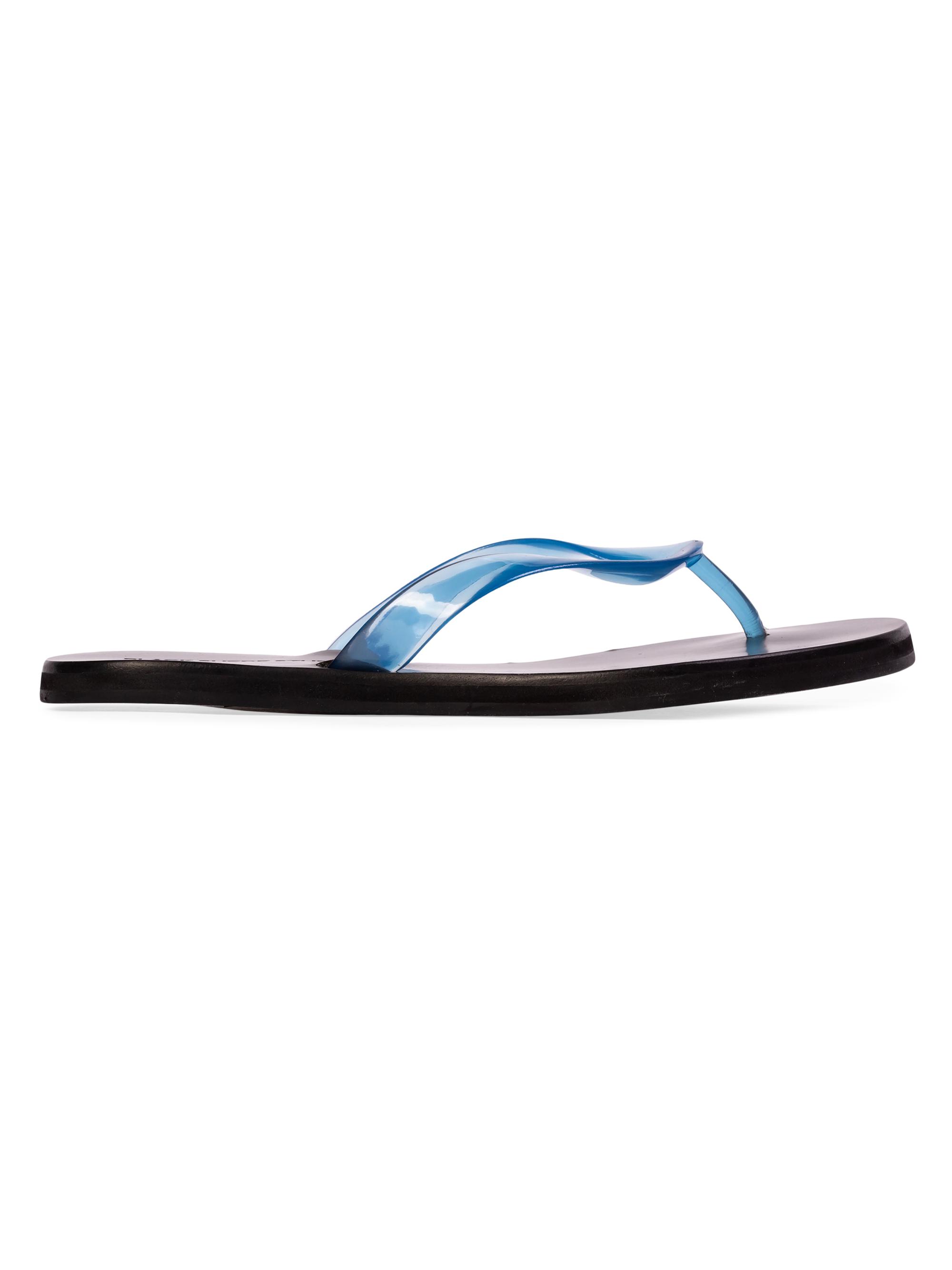 Black Suede Studio Women's Jeli PVC Flip Flops - Blue Pvc